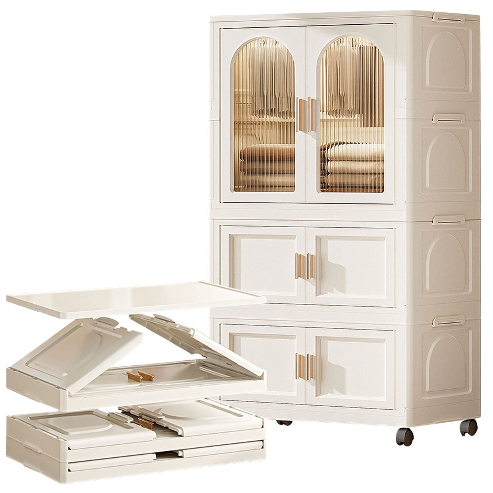 Folding Wardrobe Cabinet With Magnetic Doors, Wheels And Hangers - Best Buy Furniture