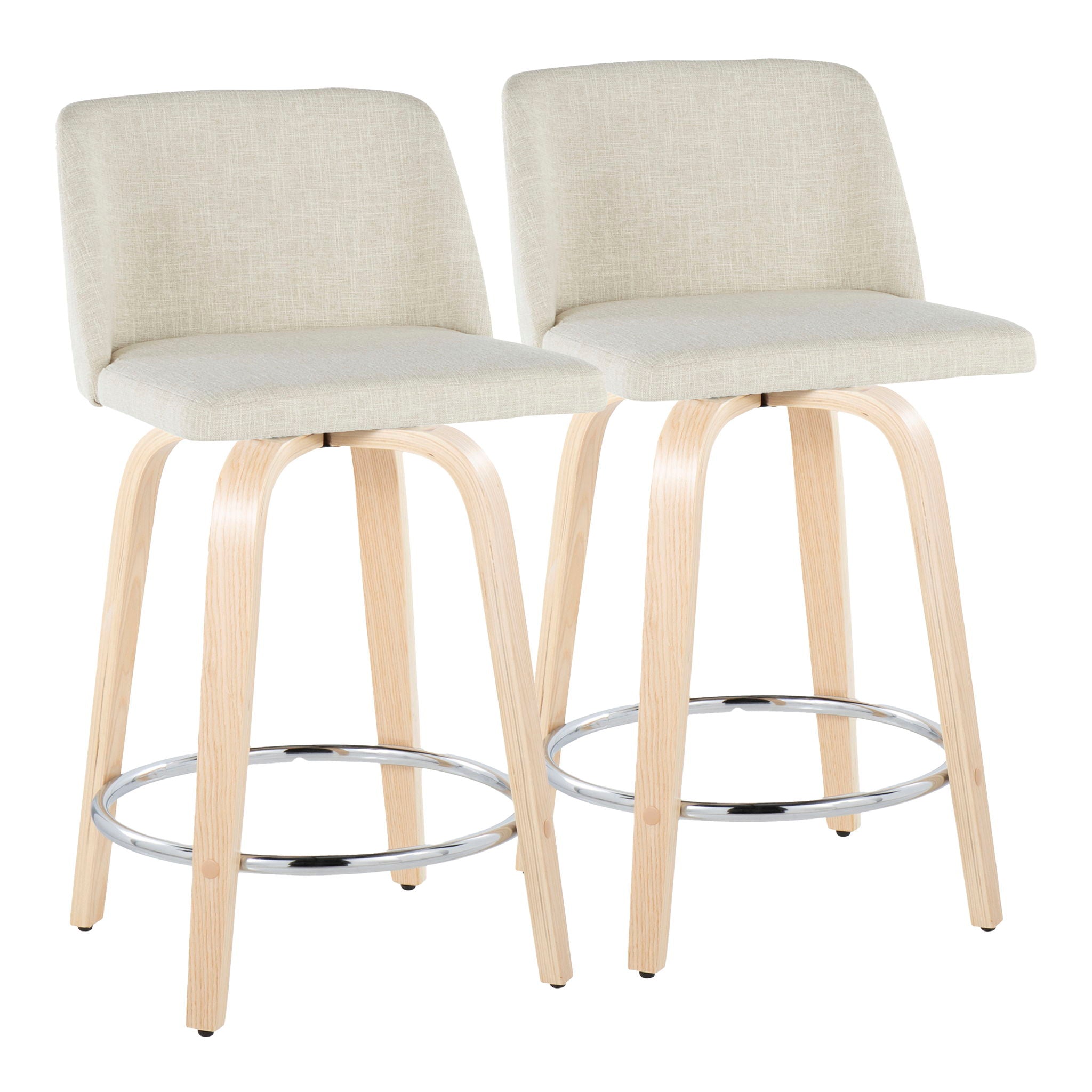 Toriano - Contemporary Fixed Height Counter Stool Swivel With Round Footrest (Set of 2) - Best Buy Furniture