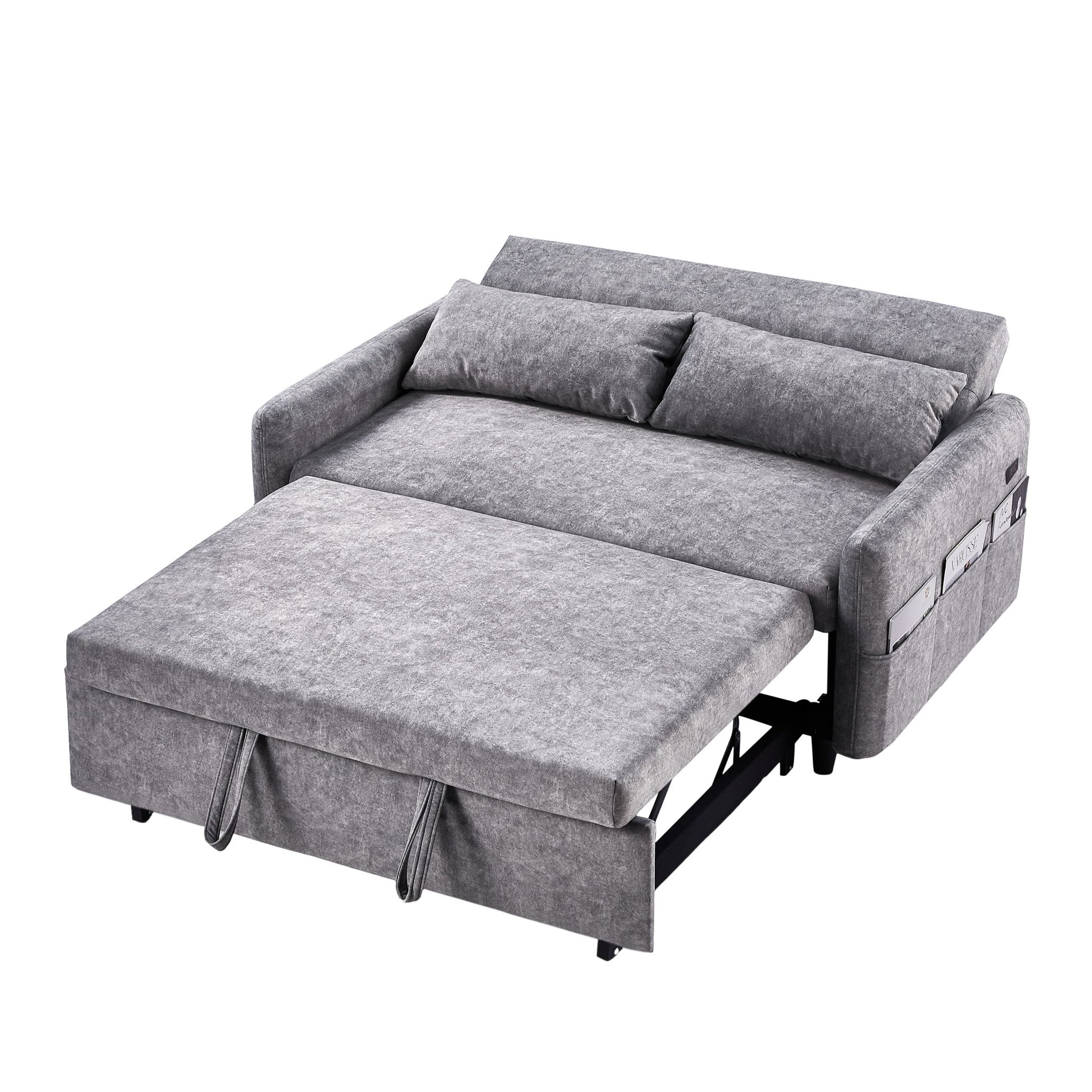 Pull Out Sleep Sofa Bed Loveseats Sofa Couch With Adjsutable Backrest, Storage Pockets, 2 Soft Pillows, USB Ports For Living Room, Bedroom, Apartment, Office - Best Buy Furniture
