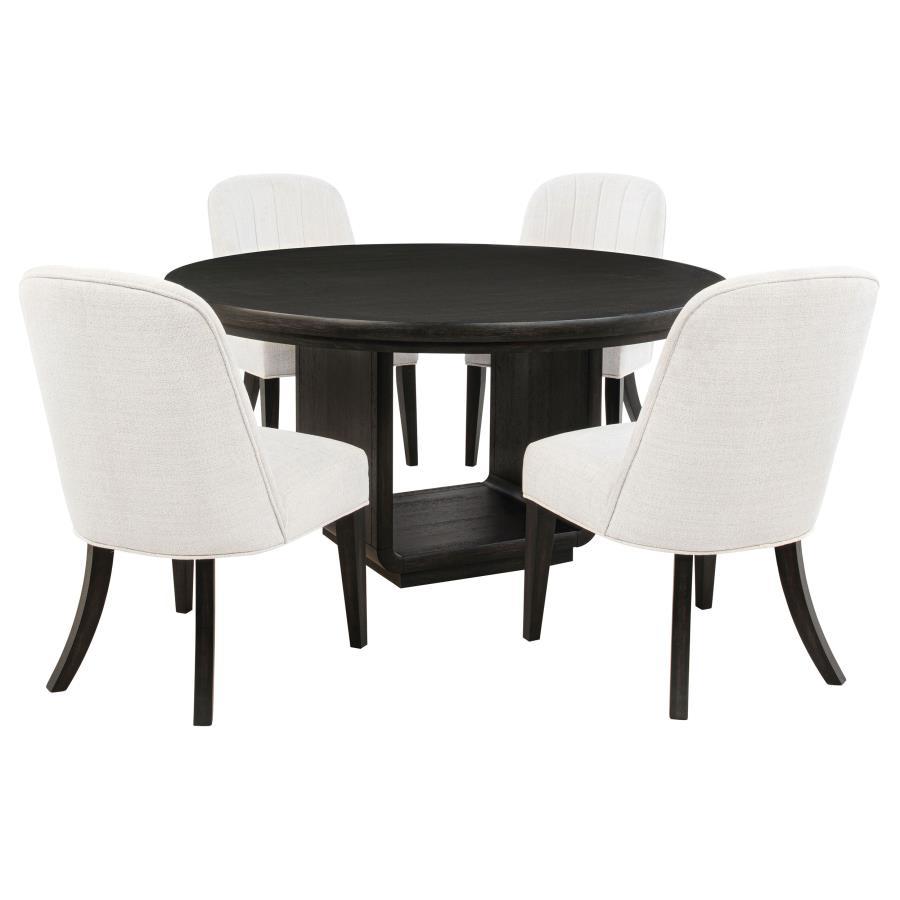 Leandro - 5 Piece Round Dining Table Set - Cream / Burnished Black - Best Buy Furniture