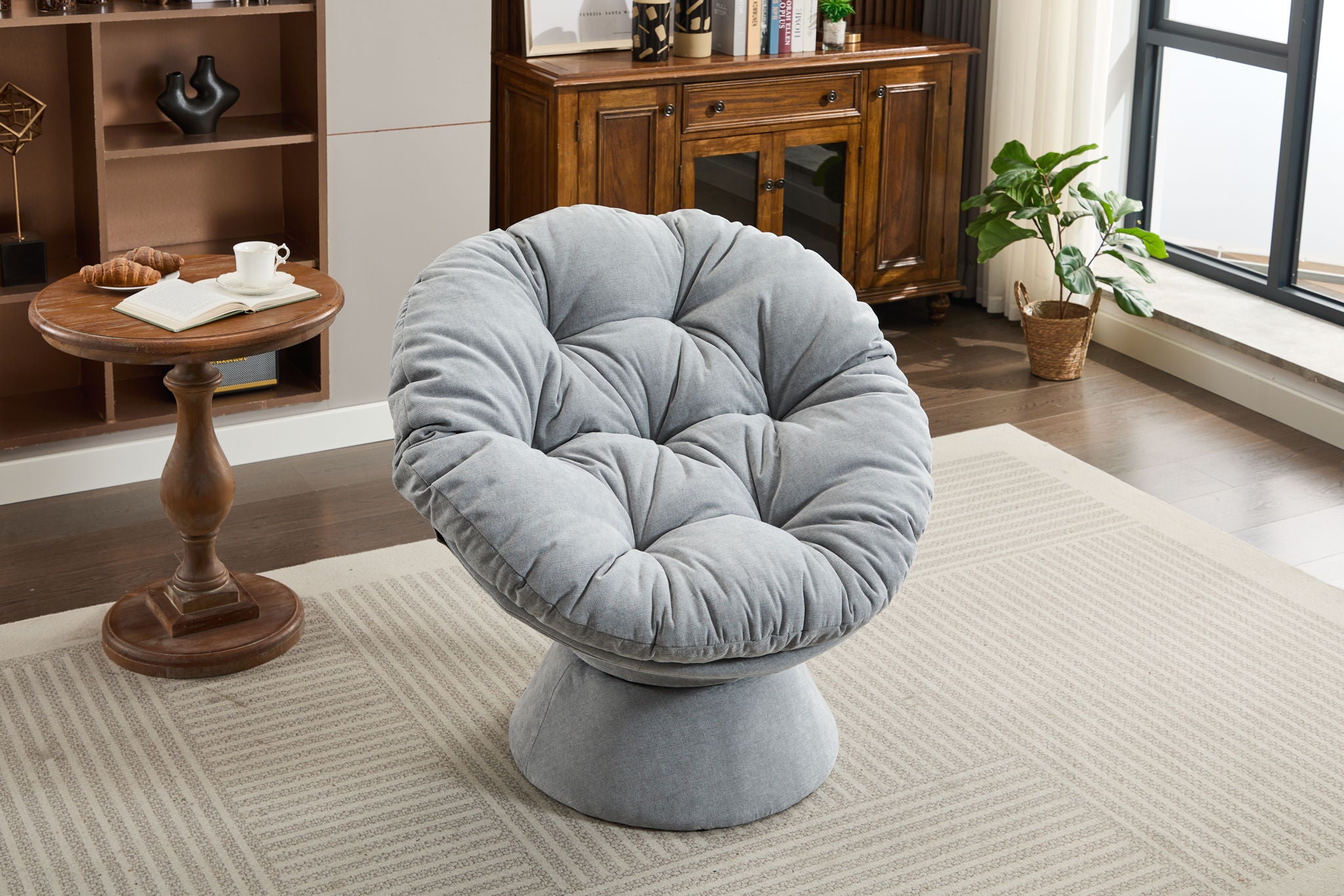 Oversized Swivel Accent Chair, 360 Swivel Barrel Chair, Papasan Chair For Living Room Bedroom - Best Buy Furniture