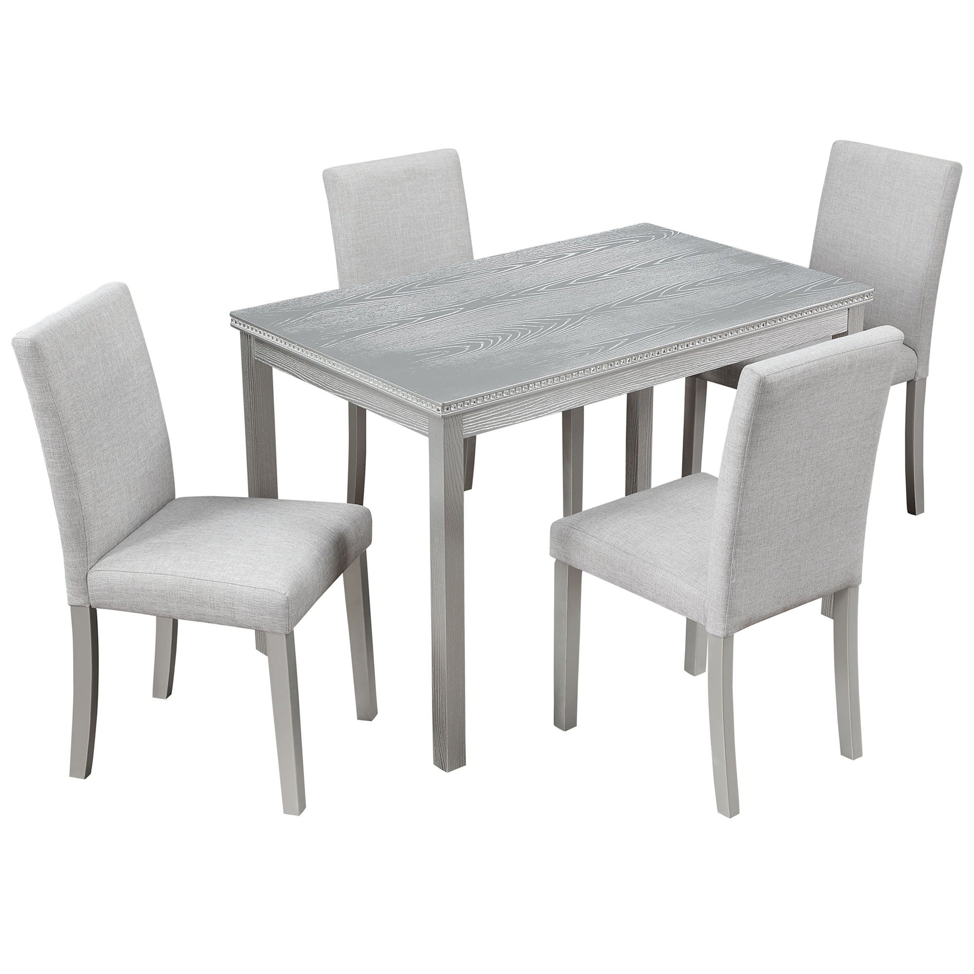 Dining Table Set With Crystal Decoration And Upholstered Chairs - Best Buy Furniture