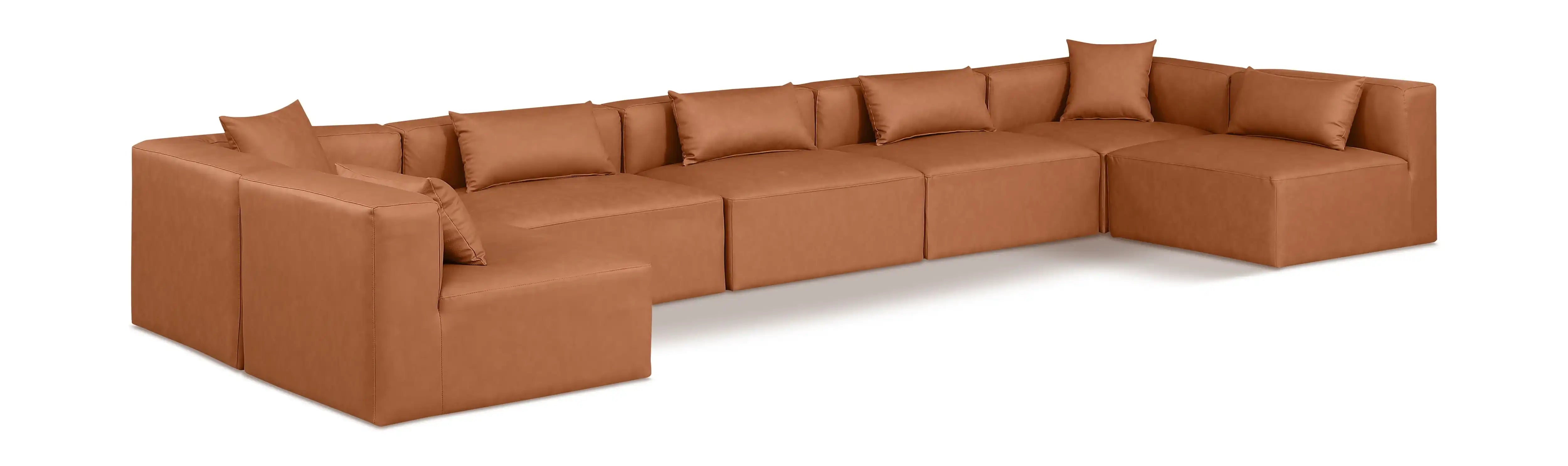 Cube - 7 Piece Modular U-Shaped Sectional - Cognac - Best Buy Furniture