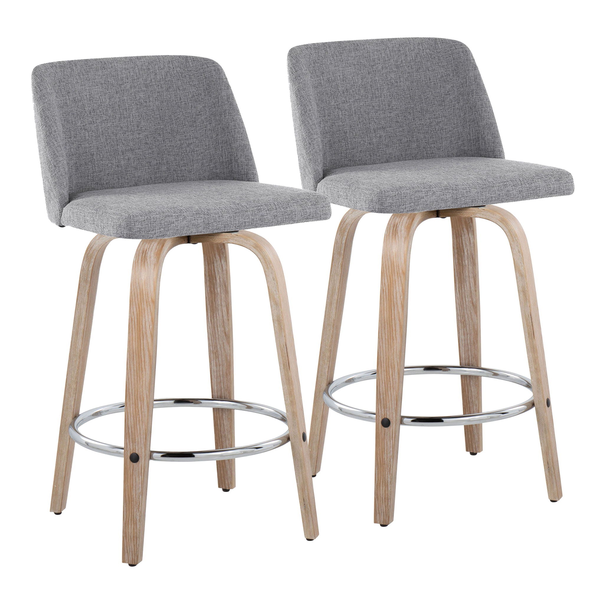 Toriano - Modern Design Fixed Height Counter Stool With Swivel With Round Footrest (Set of 2) - Best Buy Furniture