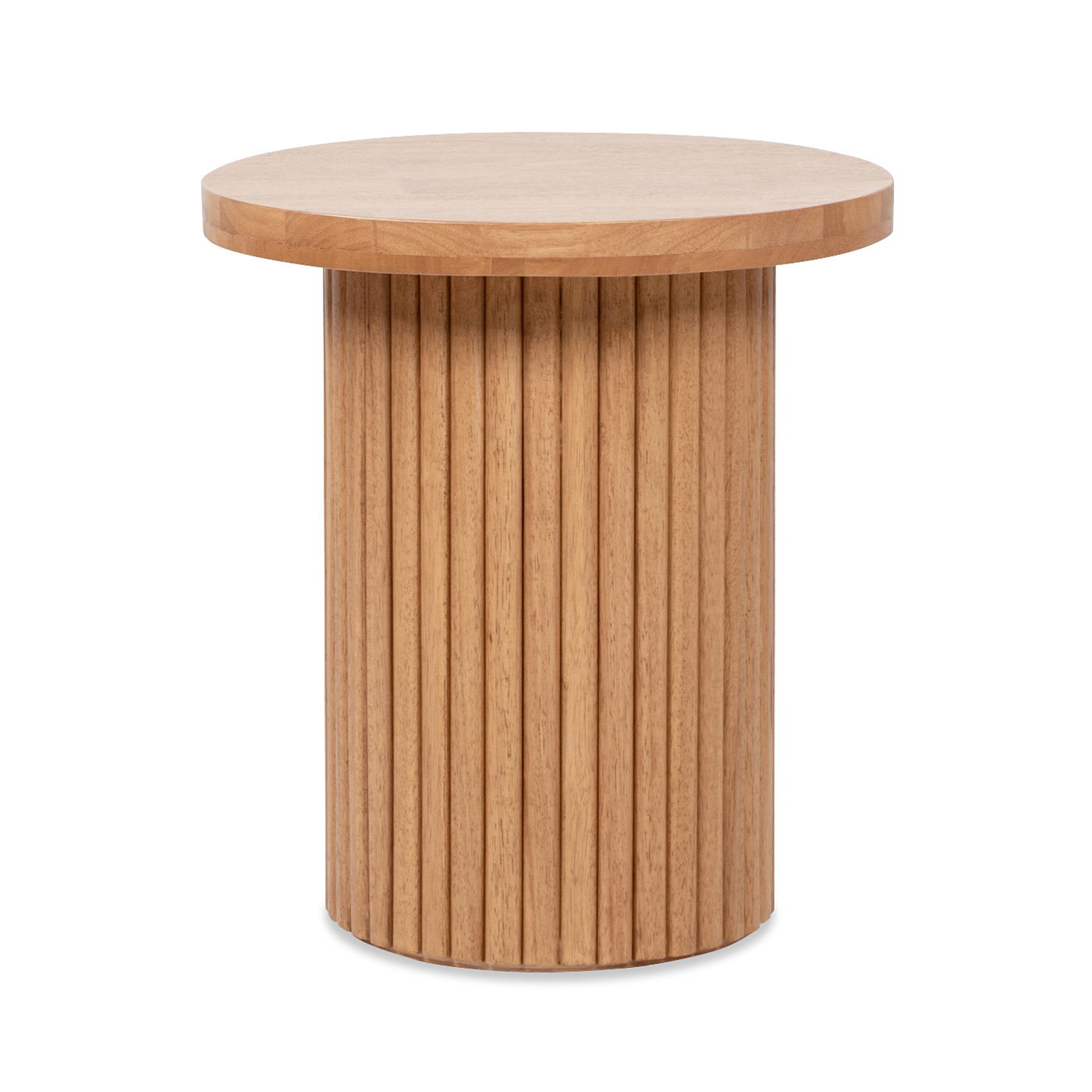 Kenzie - Fluted Pillar Round Accent Side Table - Light Natural Brown - Best Buy Furniture