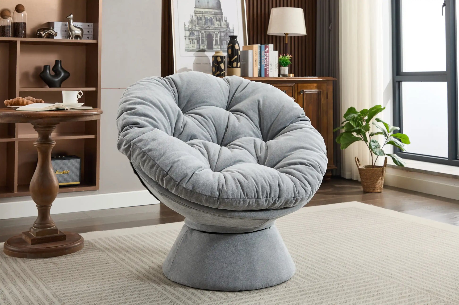 Papasan Oversized Swivel Accent Chair 360 Swivel Barrel Chair - Best Buy Furniture