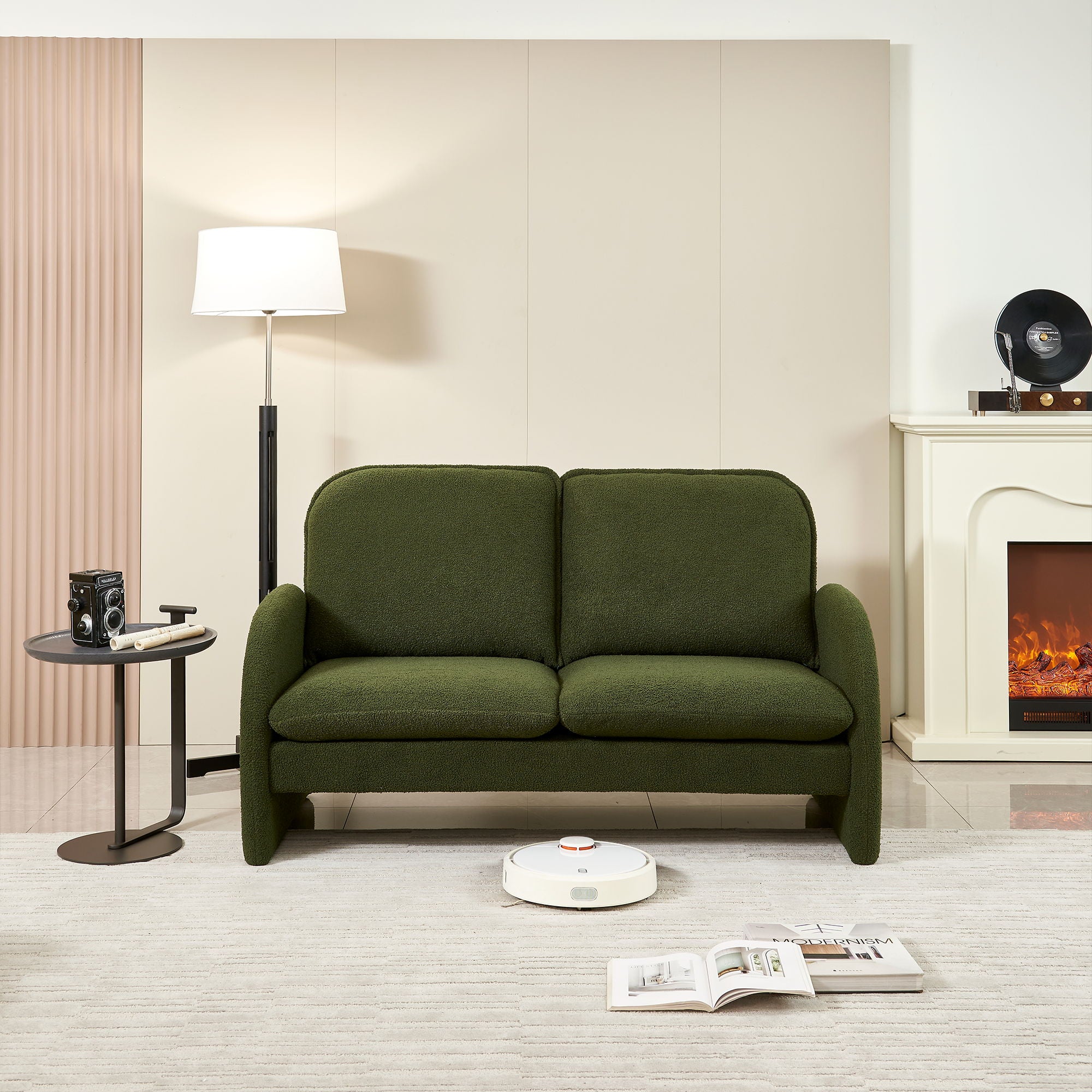 Loveseat Sofa Small Couch For Living Room, Sherpa Fabric Upholstered Loveseat Sofa Couch, Small Loveseat Sofa For Apartment, Bedroom - Best Buy Furniture