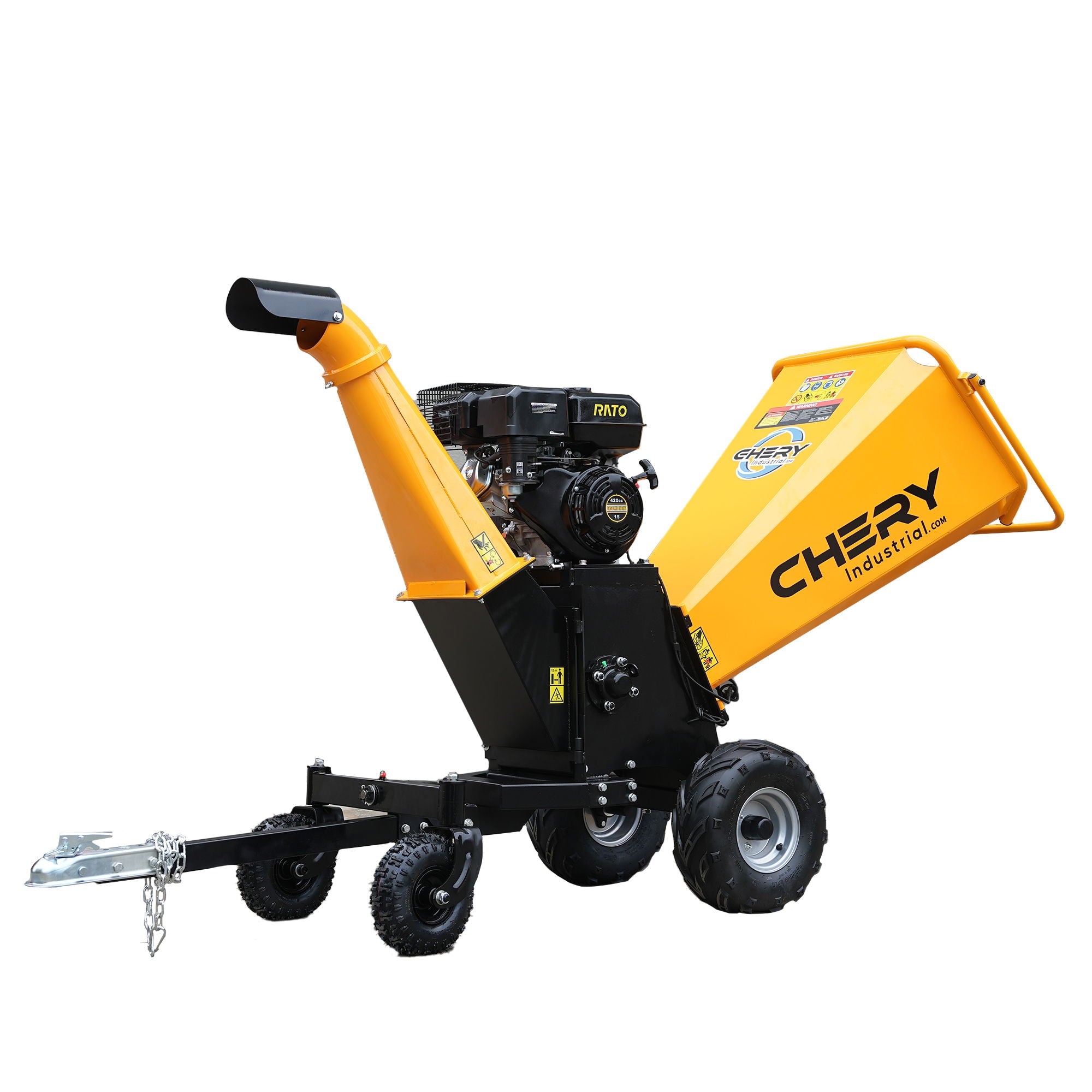 6'' 420Cc 15Hp Pull Start Gas Powered 4 - Wheels Chipper Shredder Mulcher With Towbar / Stop Bar - Yellow - Best Buy Furniture