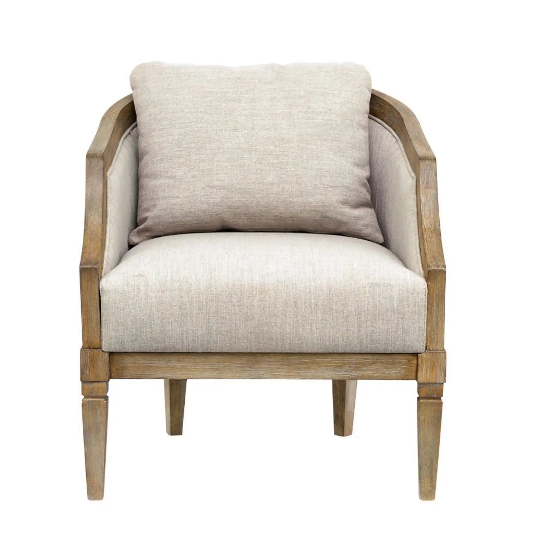Classic Chair With Solid Wood Frame And Jacquard Upholstery - Beige - Best Buy Furniture