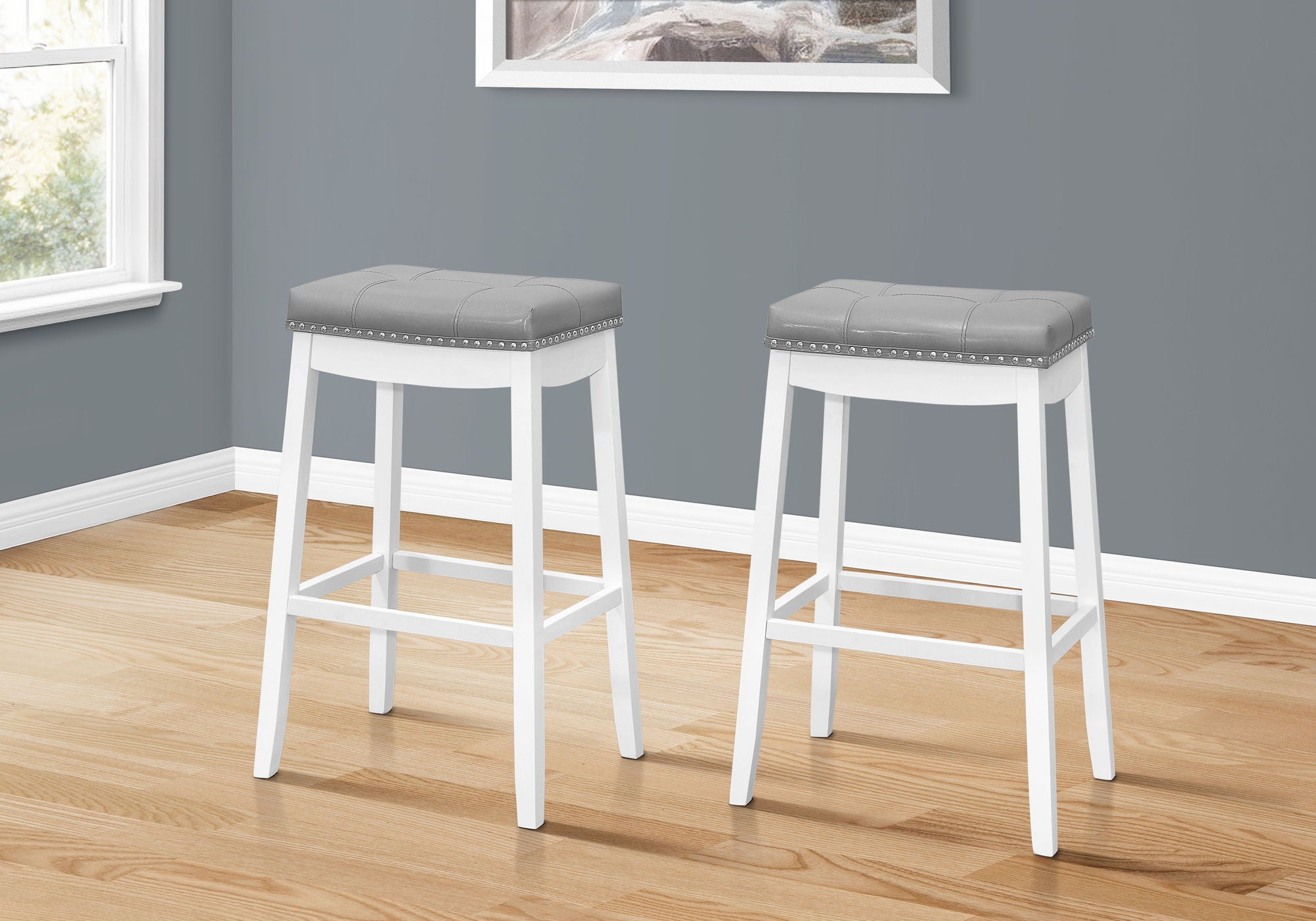 Comfortable Bar Stool, Bar Height, Saddle Seat, Transitional (Set of 2) - Best Buy Furniture