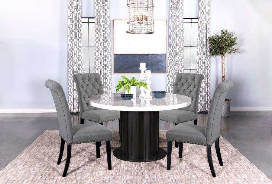 Sherry - Round Marble Top Dining Table Set - Best Buy Furniture