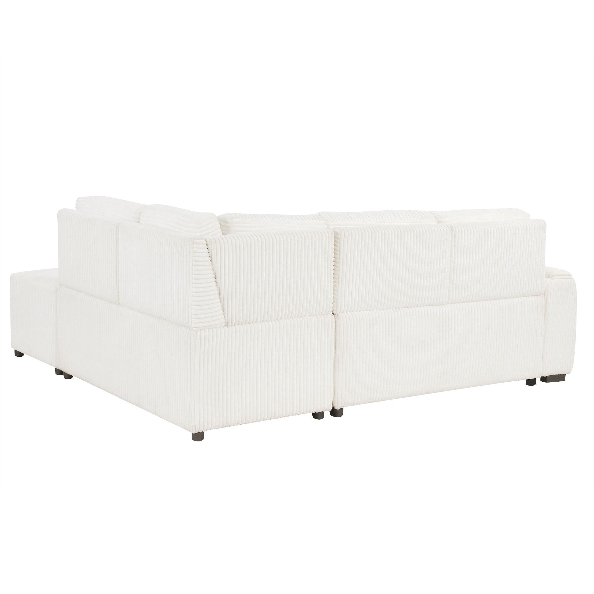 Pull-Out L-Shaped Sectional Sofa With Movable Ottoman And Stool, Large Storage Space, A Cup Holder, And 2 USB Ports For Living Room - Best Buy Furniture