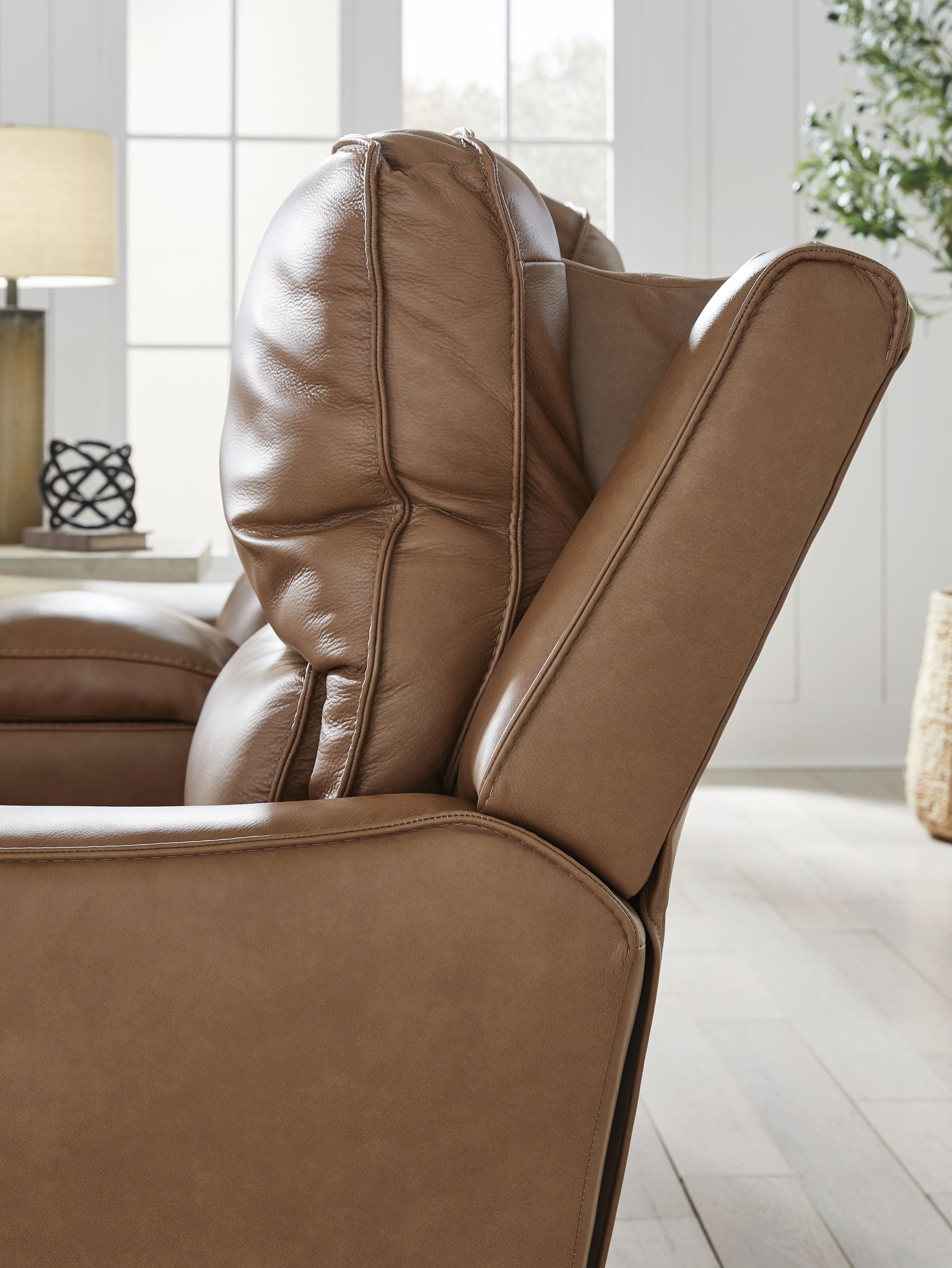 DeepWakes - Power Reclining Loveseat / Console / Adjustable Headrest - Caramel - Best Buy Furniture