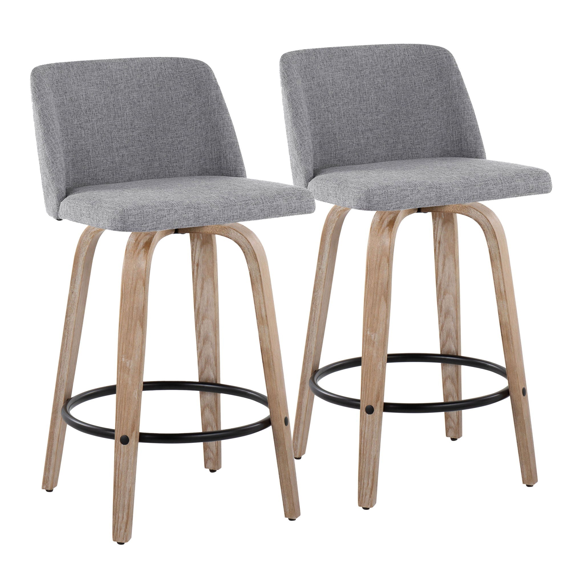 Toriano - Contemporary Fixed-Height Counter Stool & Swivel With Round Footrest (Set of 2) - Best Buy Furniture