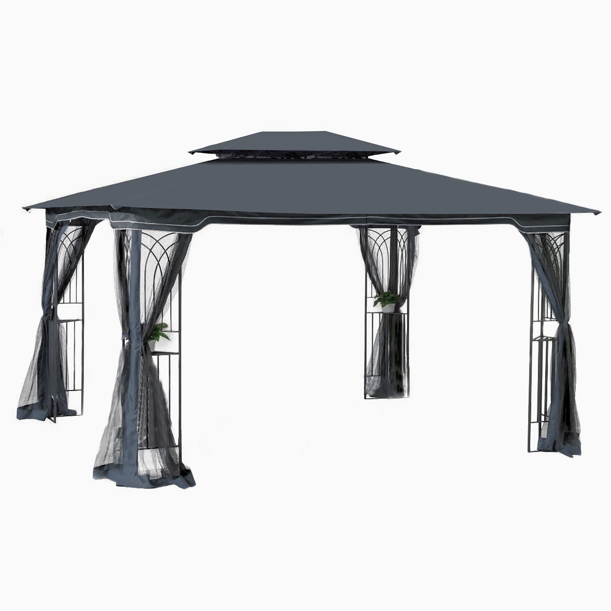 Patio Gazebo Tent With Ventilated Double Roof And Mosquito Net - Best Buy Furniture