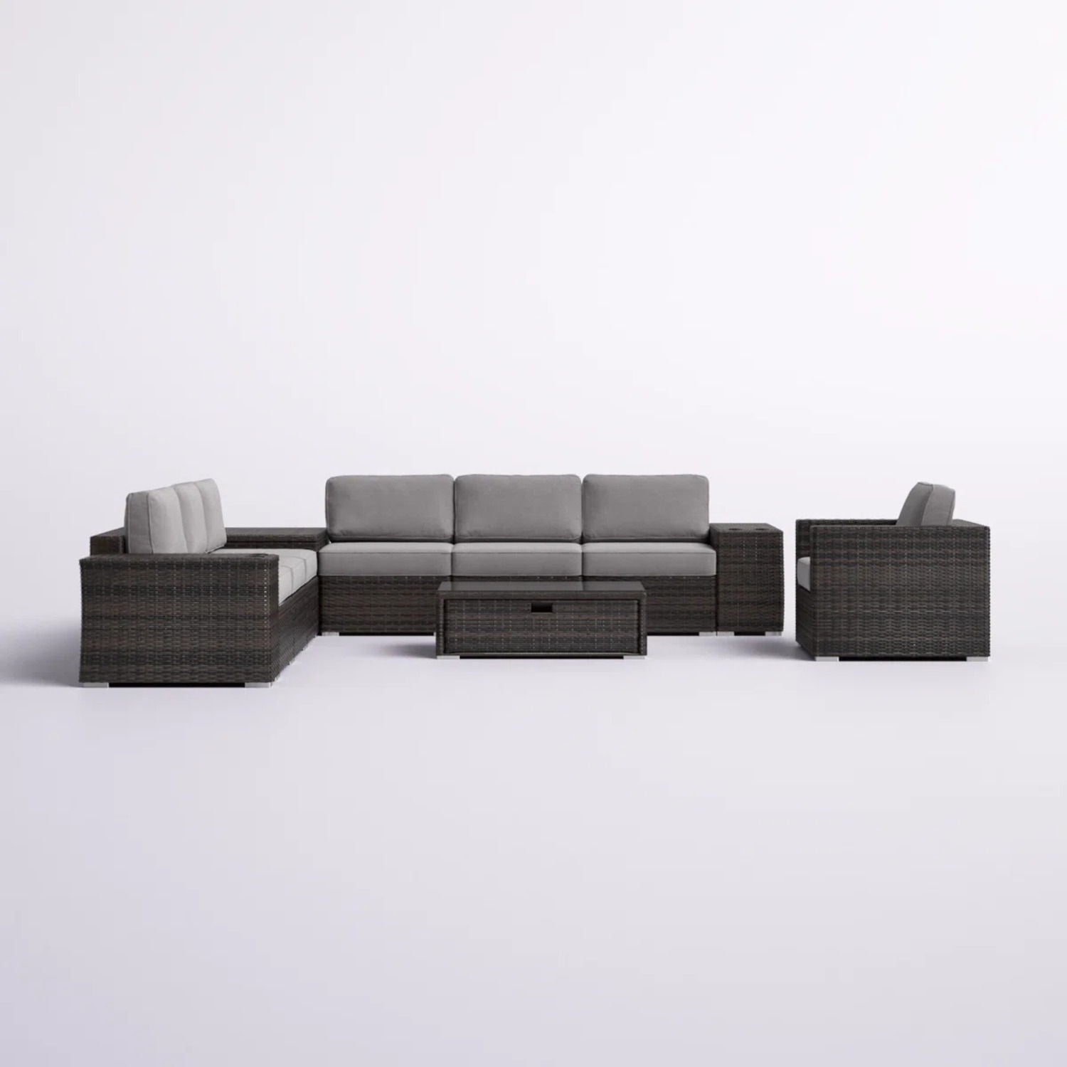 Modern Patio Rattan Sectional Set With Cushions - Best Buy Furniture