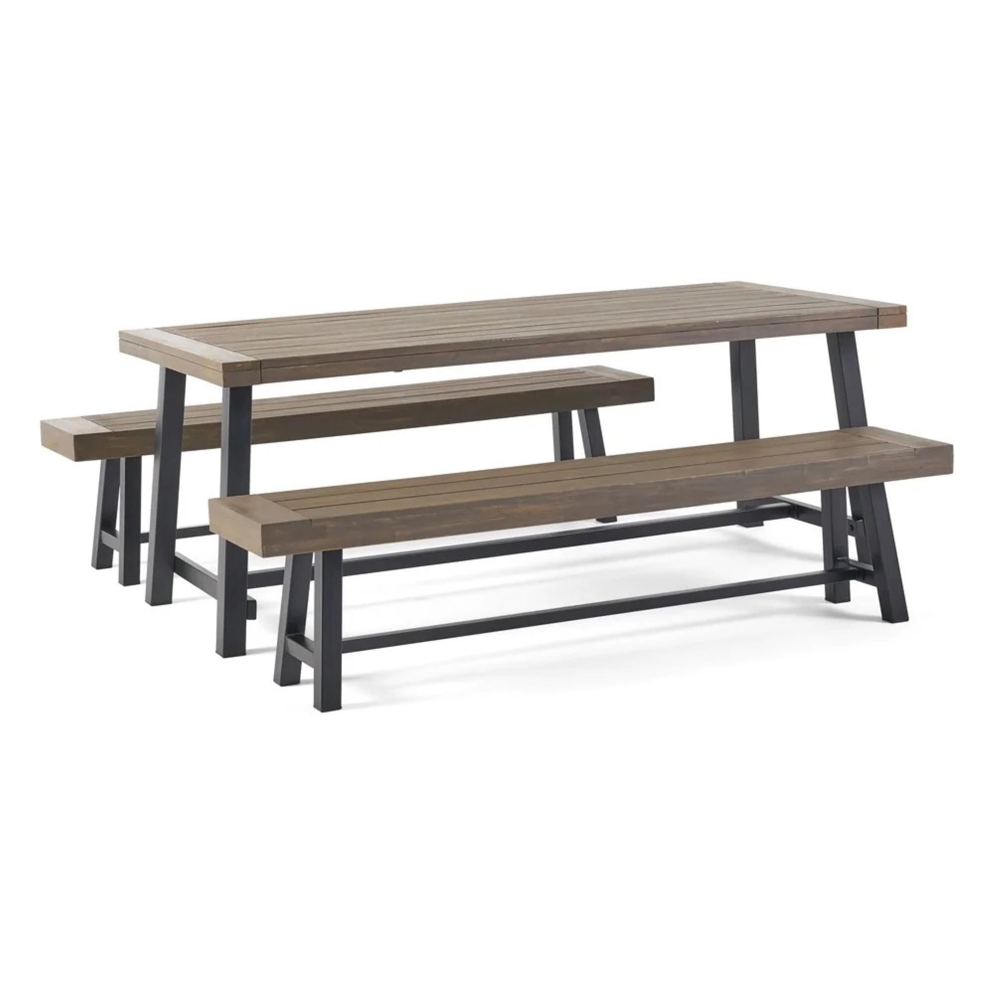 Outdoor 3 Piece Picnic Dining Set - Gray / Rustic Metal - Best Buy Furniture