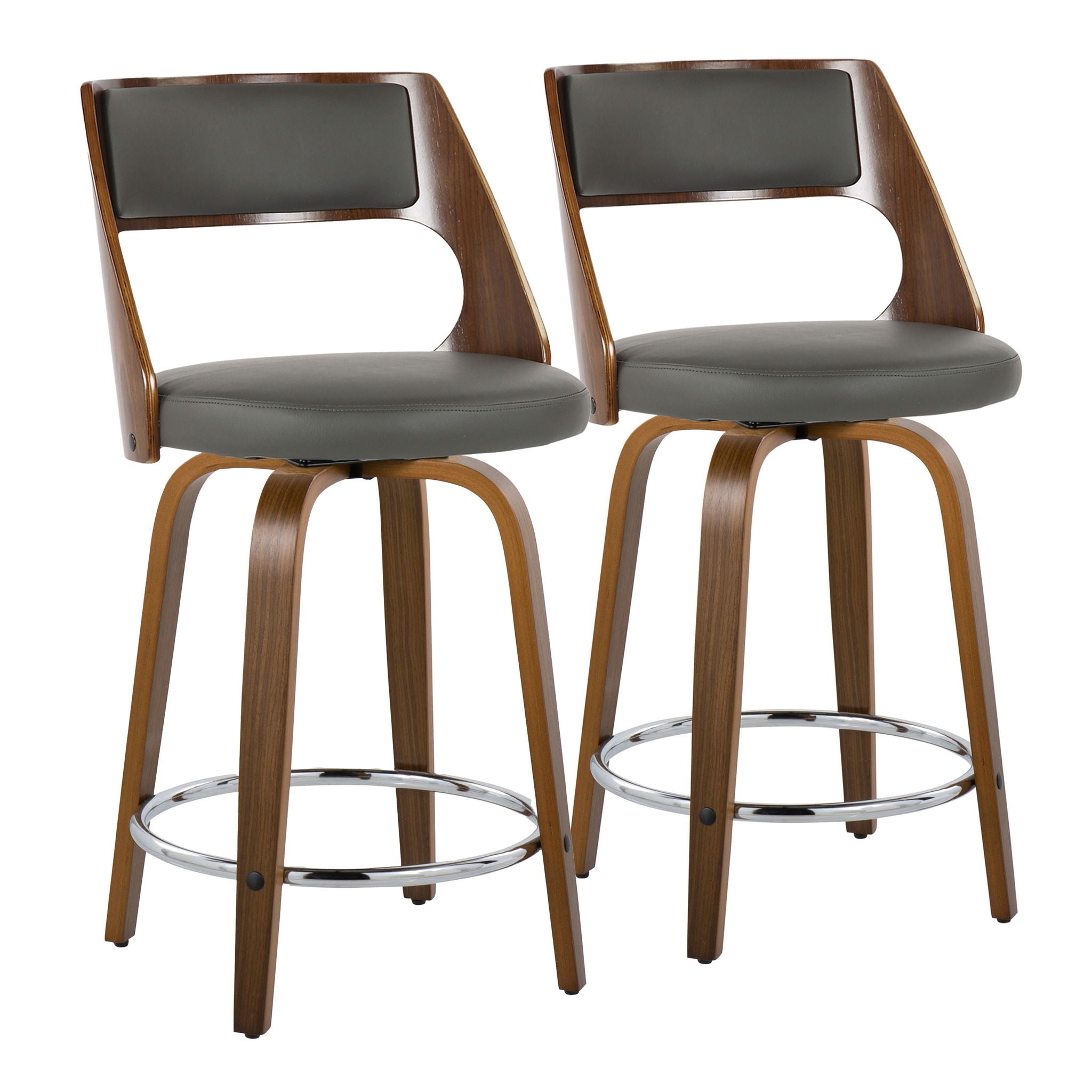 Cecina - Mid-Century Modern Fixed Height Counter Stool With Swivel And Round Footrest (Set of 2) - Best Buy Furniture