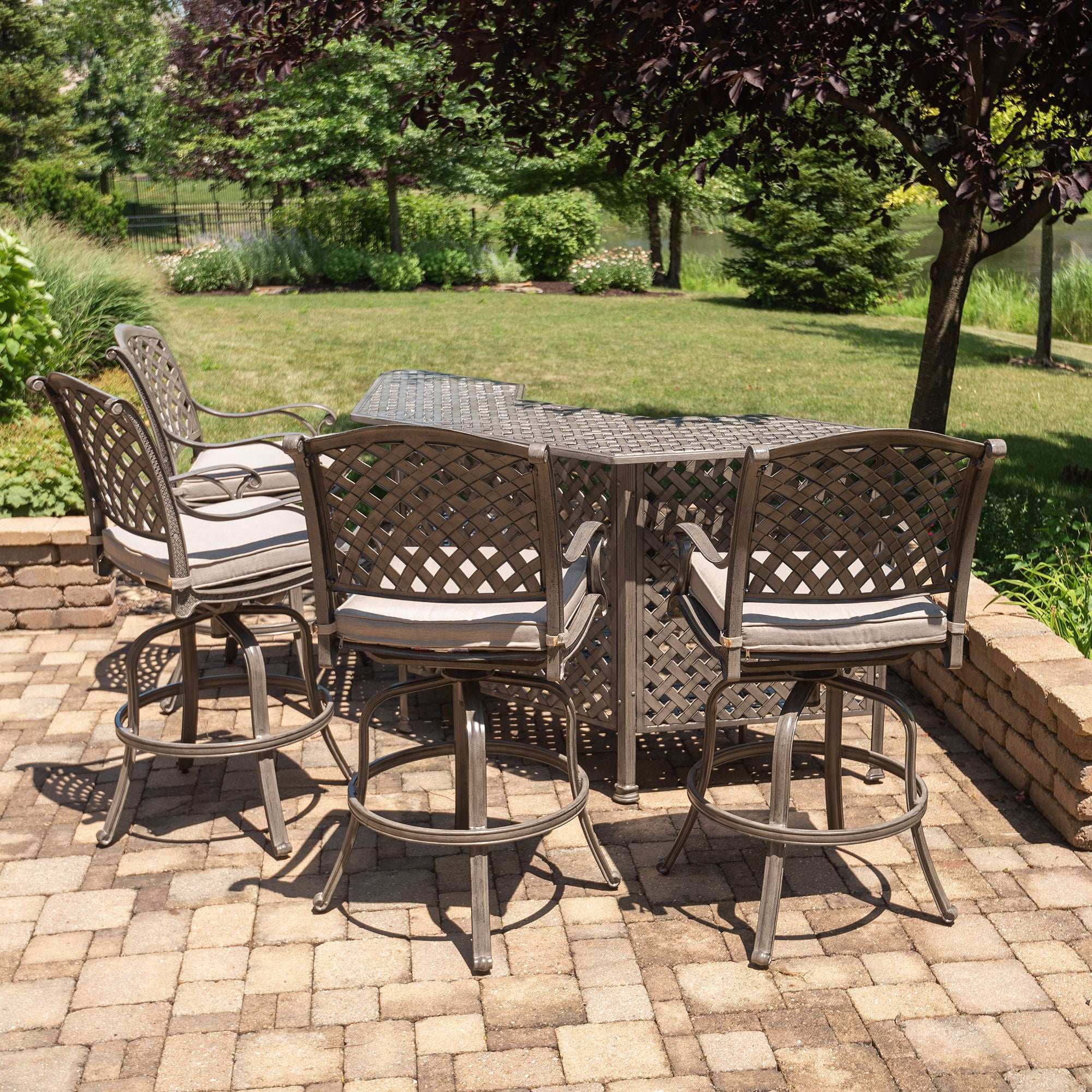 Cast Aluminum Bar Set With Cushion - Best Buy Furniture