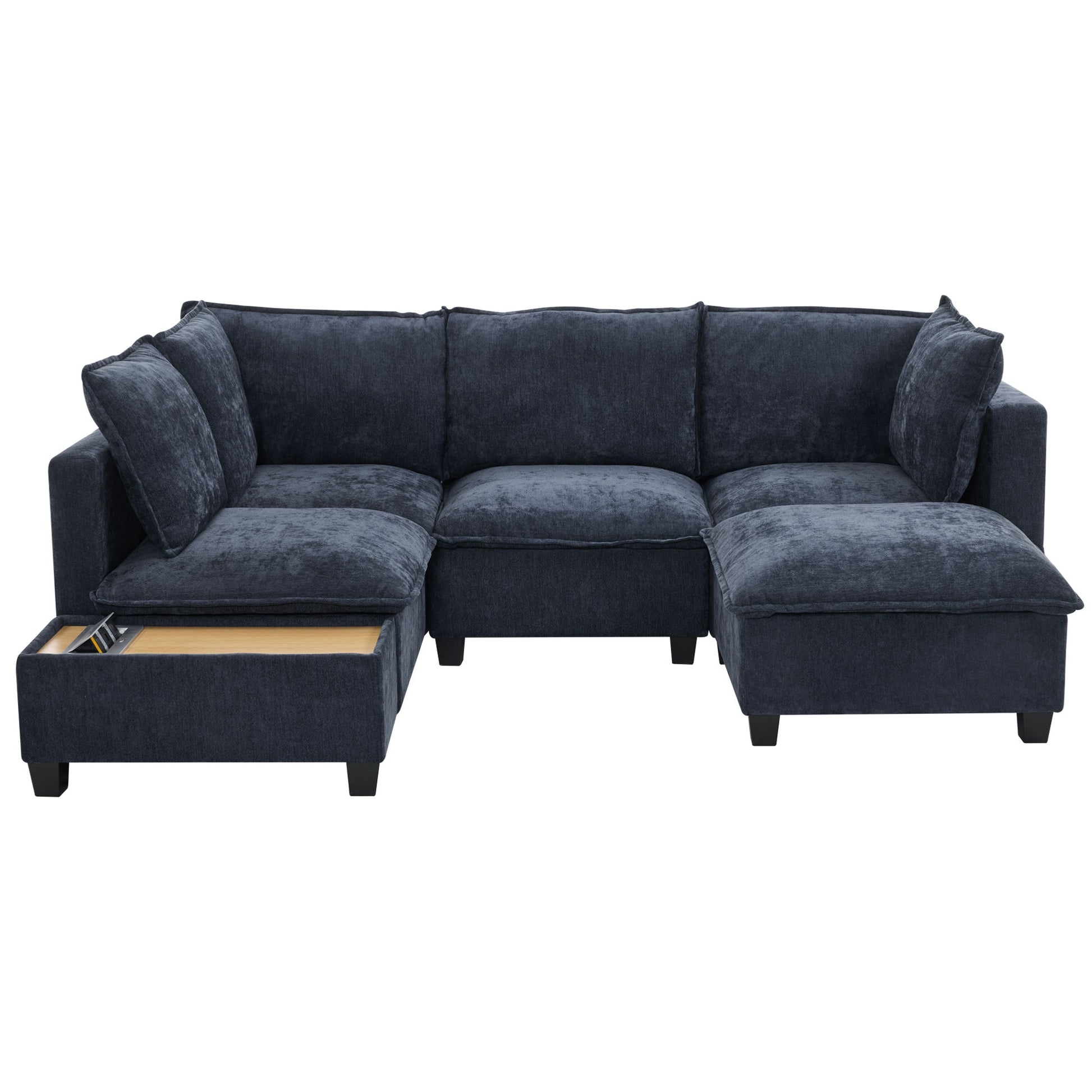 U-Shaped Sectional Modular Sofa With A Movable Ottoman, A Coffee Table With Hidden Charging Devices For Living Room - Best Buy Furniture