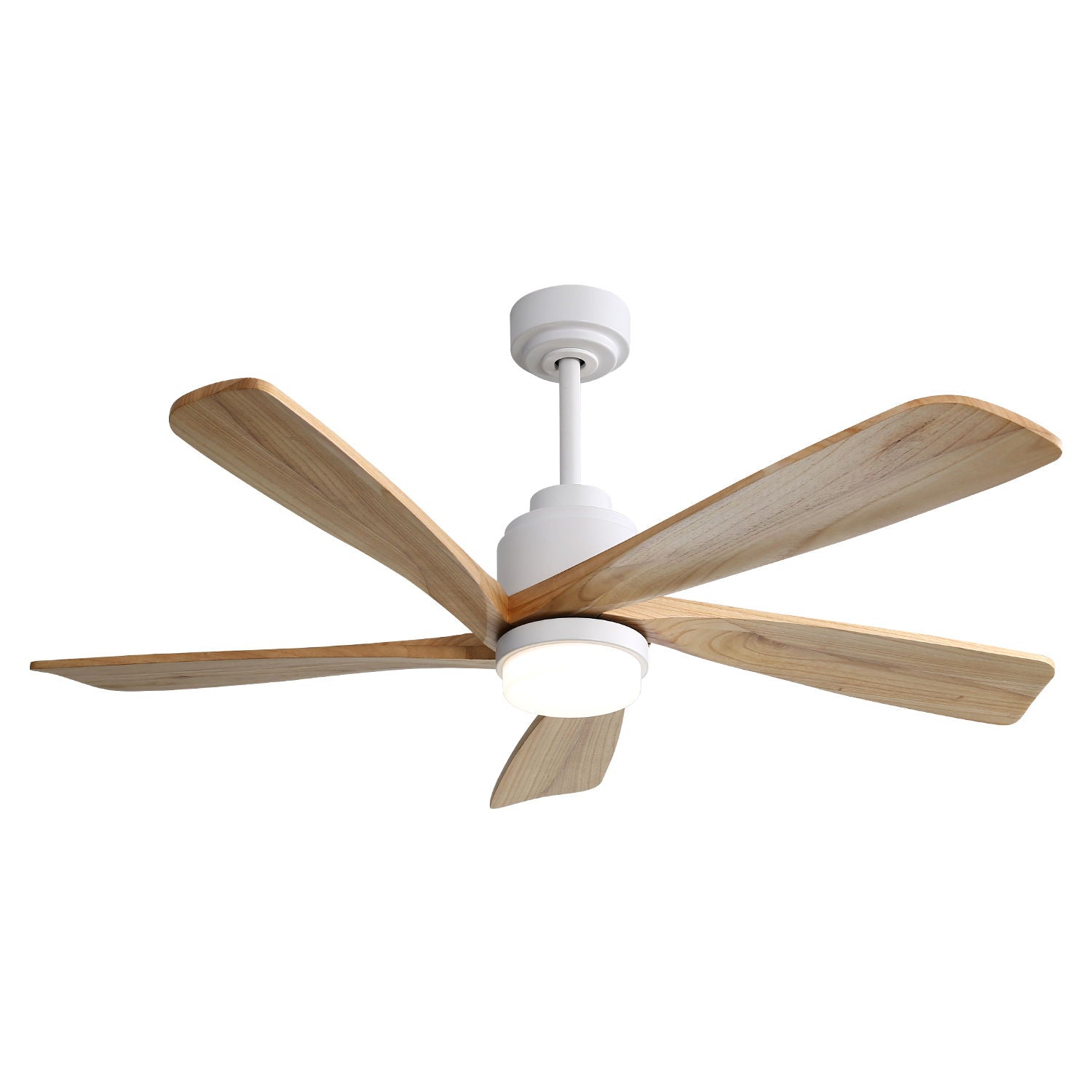 Indoor Ceiling Fan With Dimmable Led Light 5 Solid Wood Blades Remote Control Reversible Dc Motor With Smart App Control - White - Best Buy Furniture