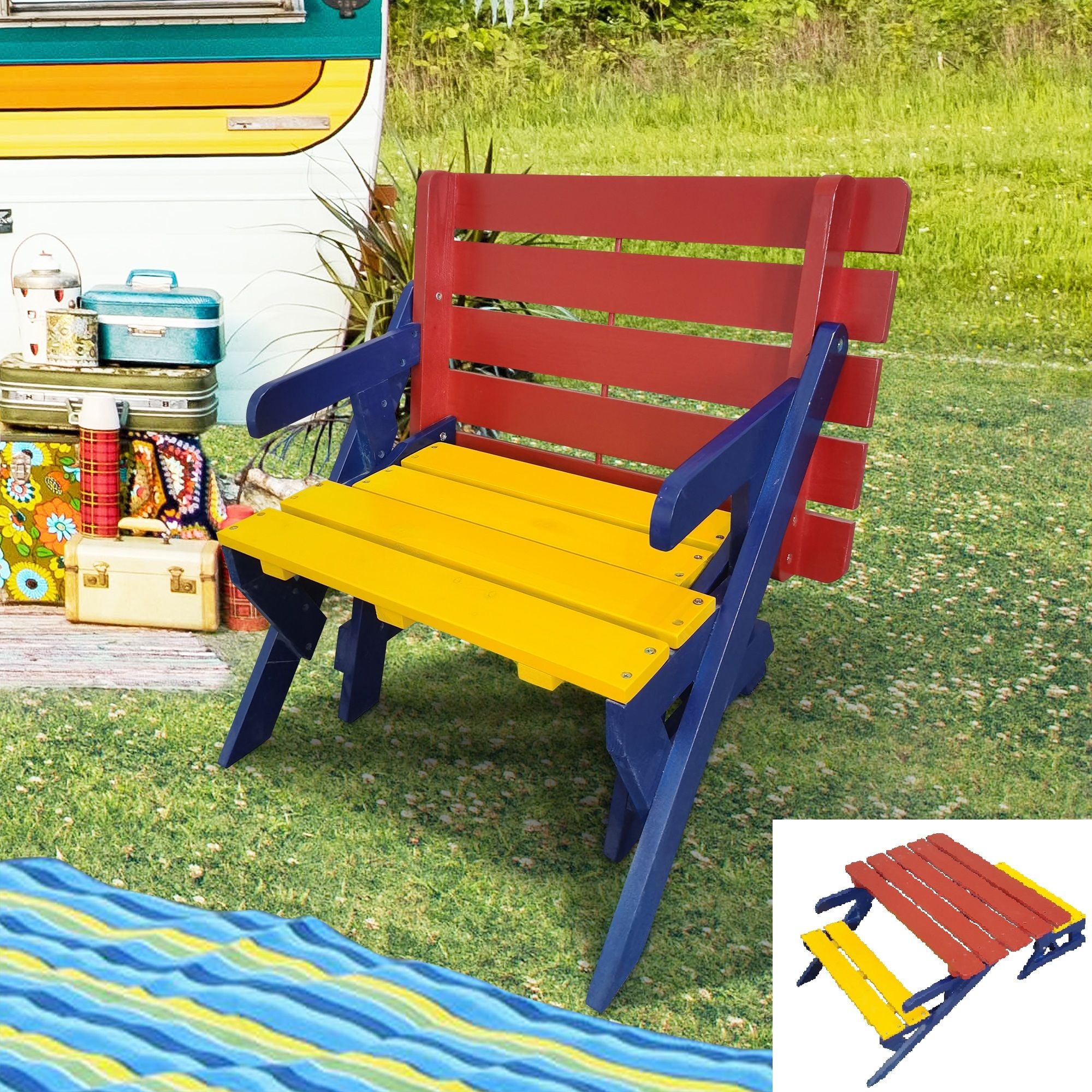 Kids Multi-Functional Arm Chair, Table With 2 Benches All-In-One Set - Best Buy Furniture