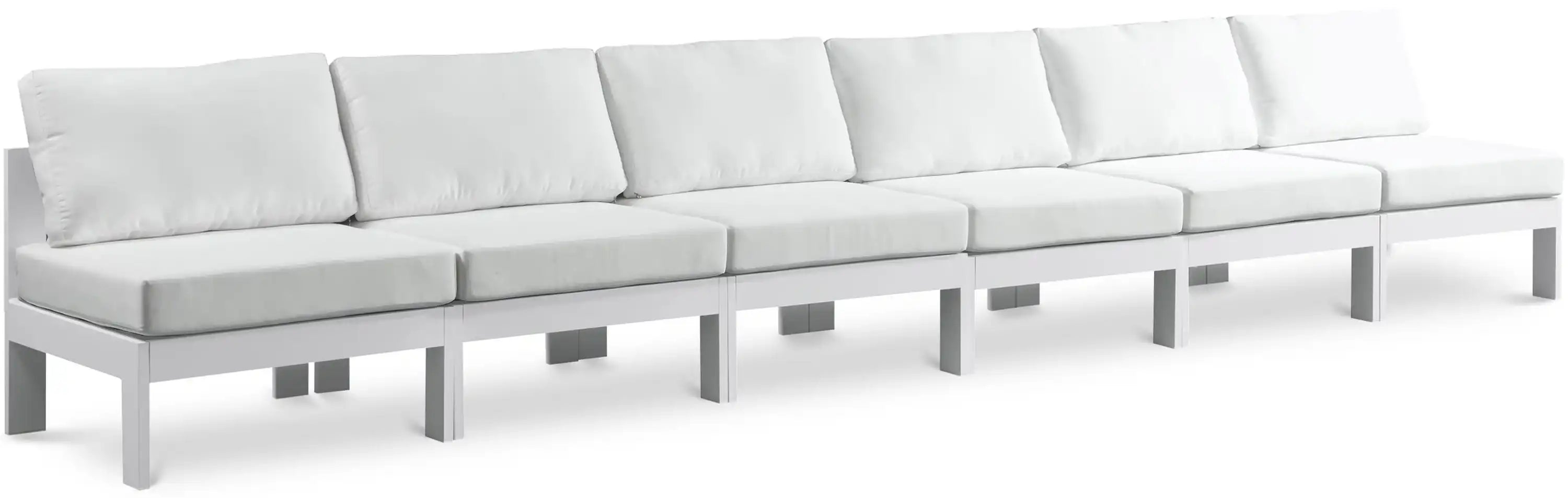 Nizuc - Outdoor Patio 6 Seat Armless Modular Sofa With White Frame - Best Buy Furniture