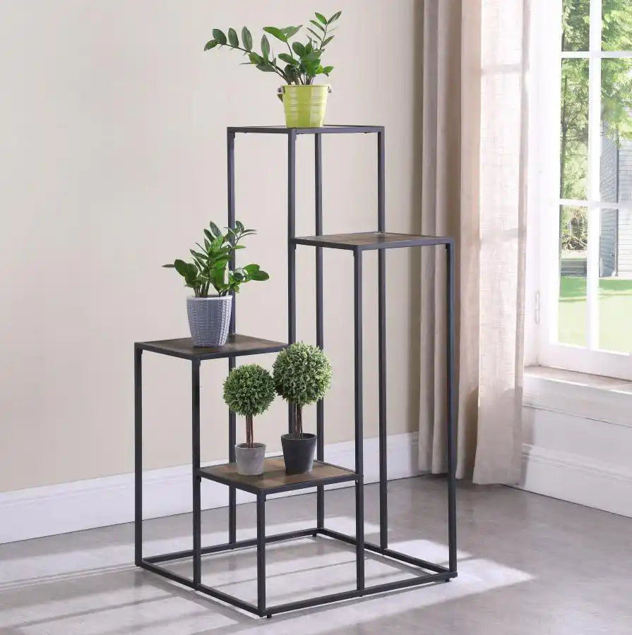 Rito - 4-Tier Multi - Display Shelf - Rustic Brown And Black - Best Buy Furniture
