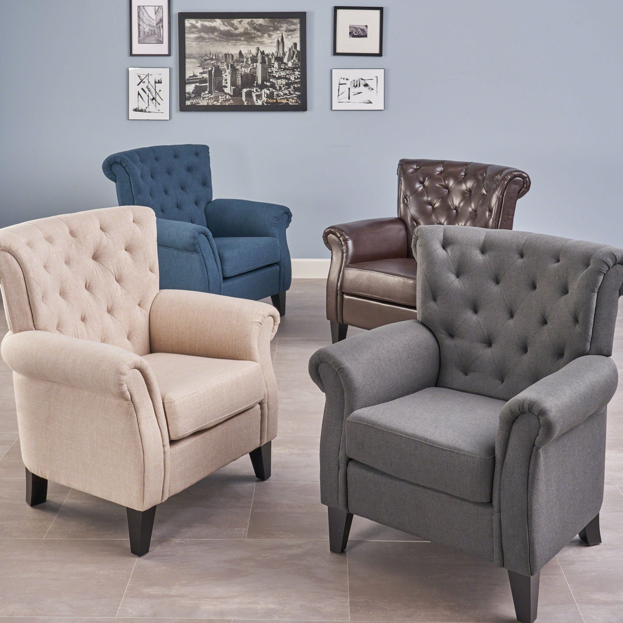 Springfield - Tufted Club Chair Stylish Upholstery - Light Beige - Best Buy Furniture