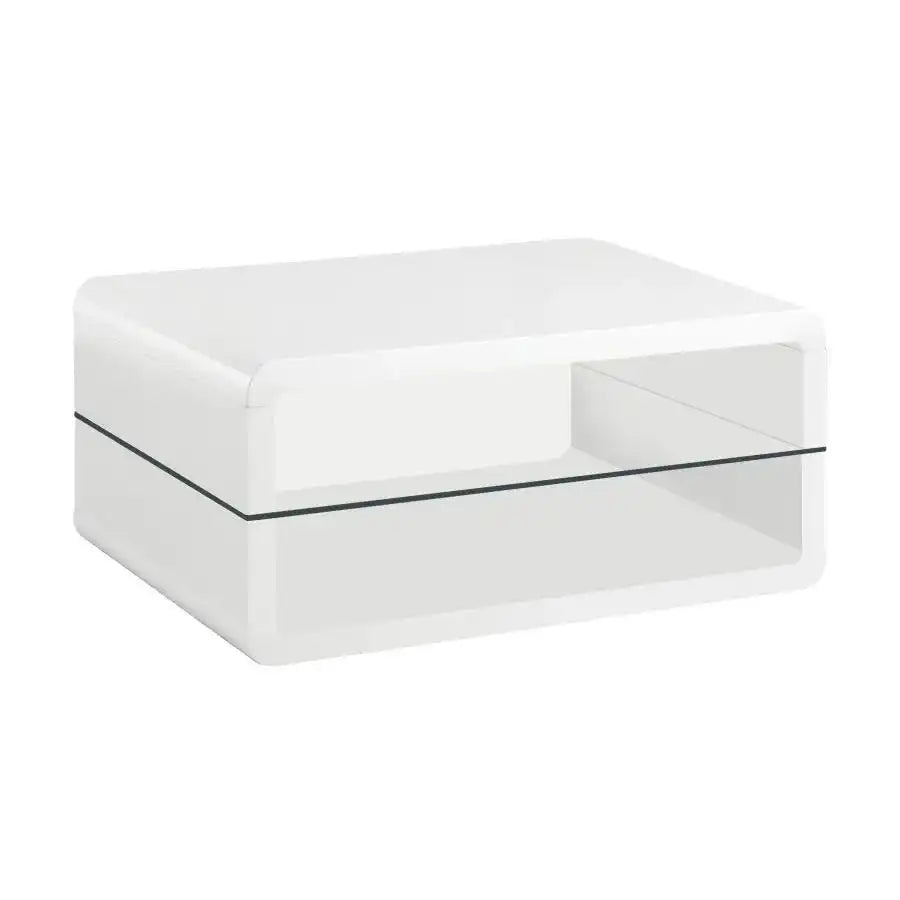 Elana - 1-Shelf Rectangular Coffee Table - White High Gloss - Best Buy Furniture
