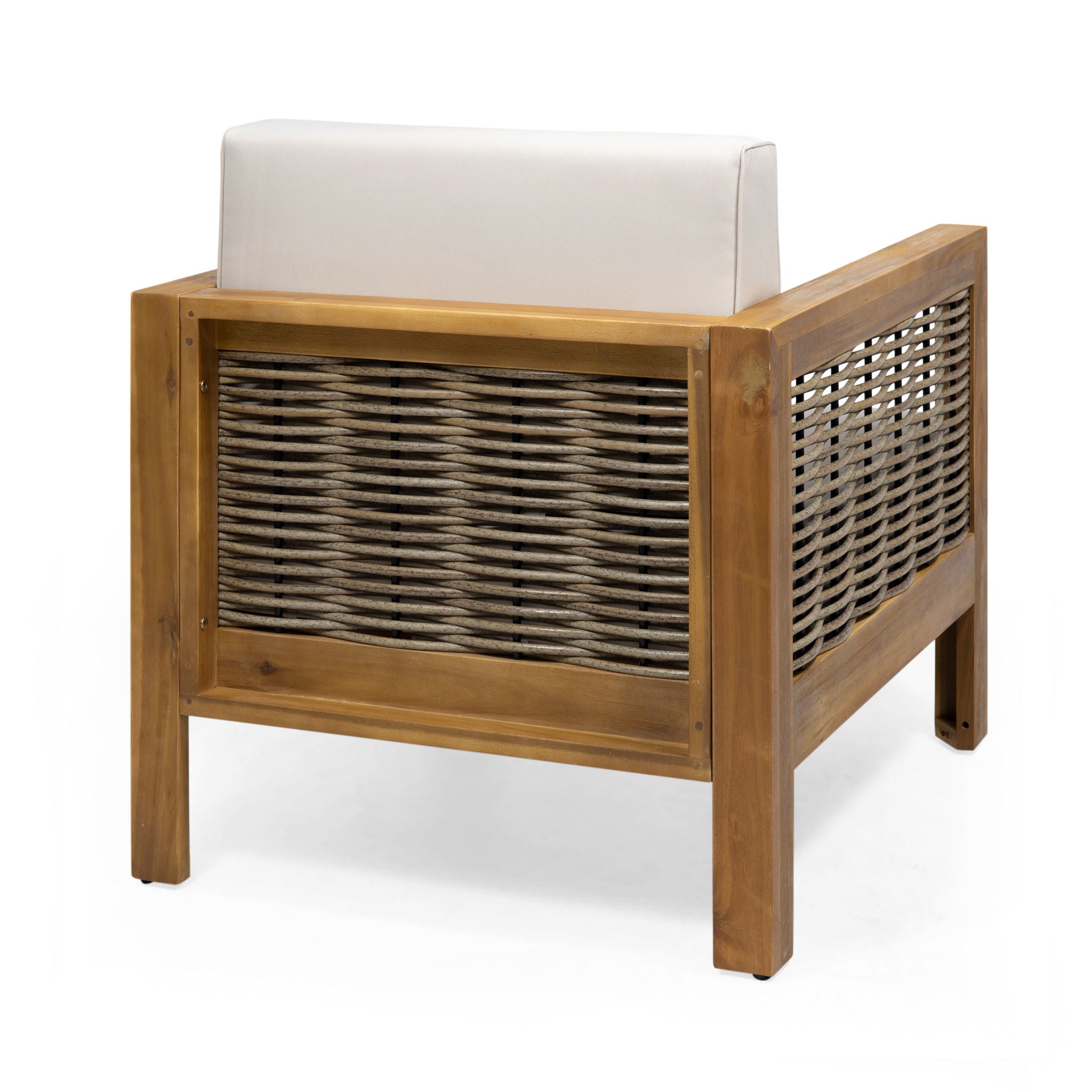 Outdoor Acacia Wood Club Chair With Wicker Accents - Best Buy Furniture