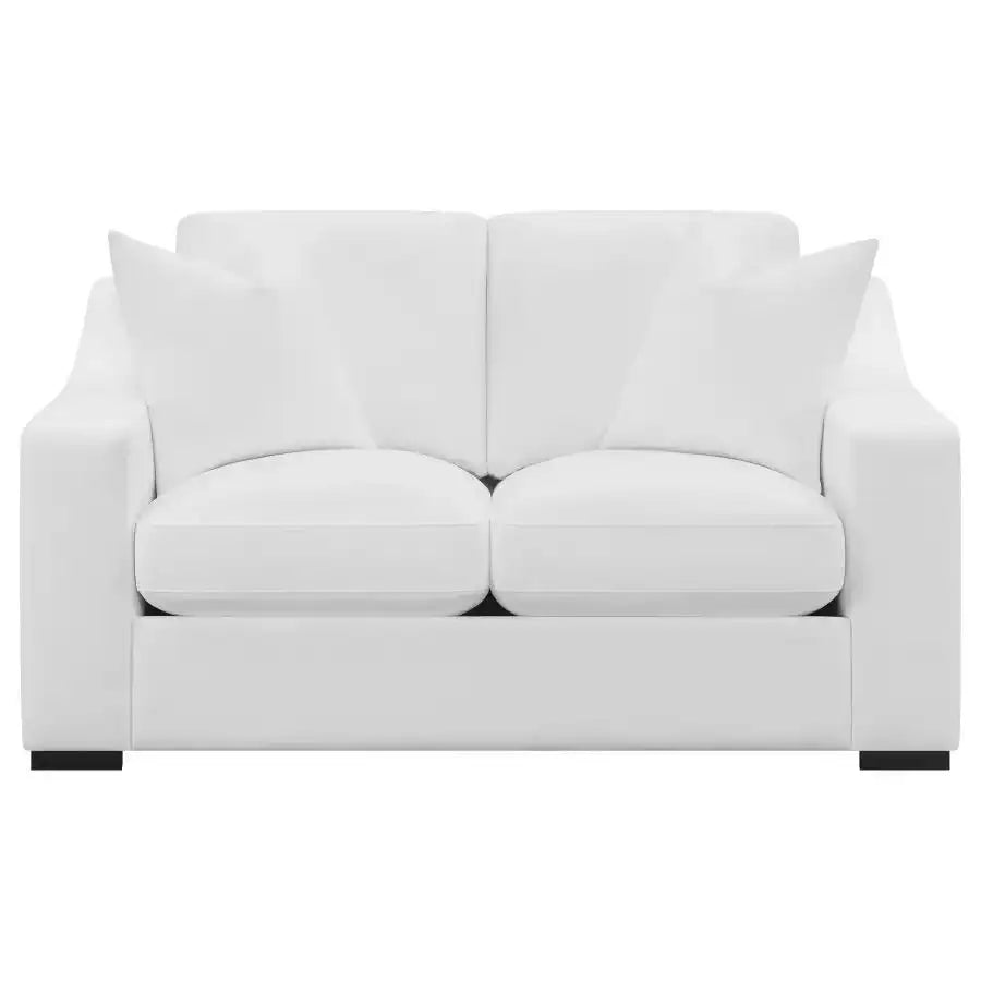 Ashlyn - Upholstered Sloped Arm Loveseat - White - Best Buy Furniture