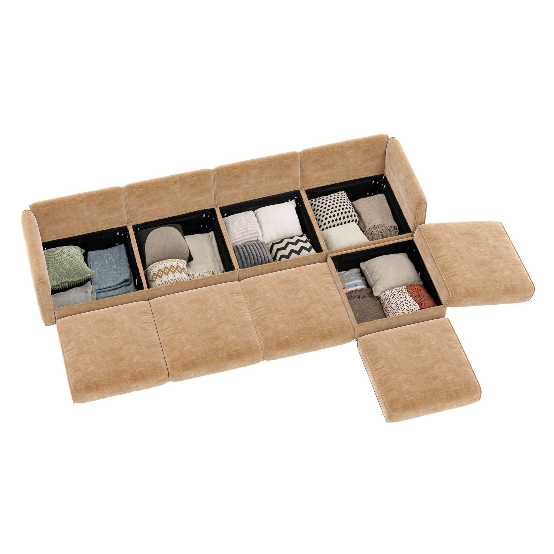 Contemporary Elegant White Chenille Sofa With Storage And Ottoman - Best Buy Furniture