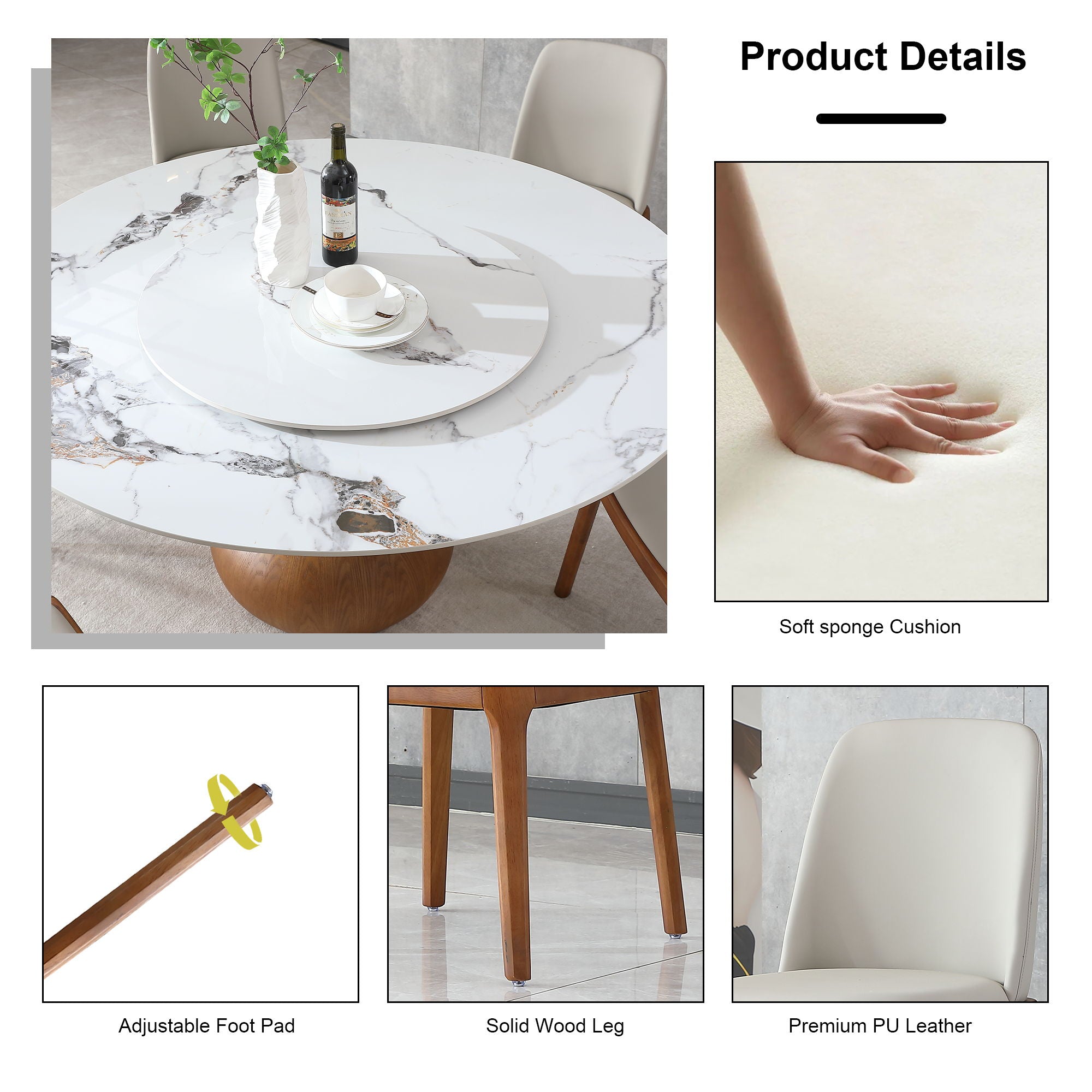 Round Modern Marble Dining Table With Chairs - Best Buy Furniture