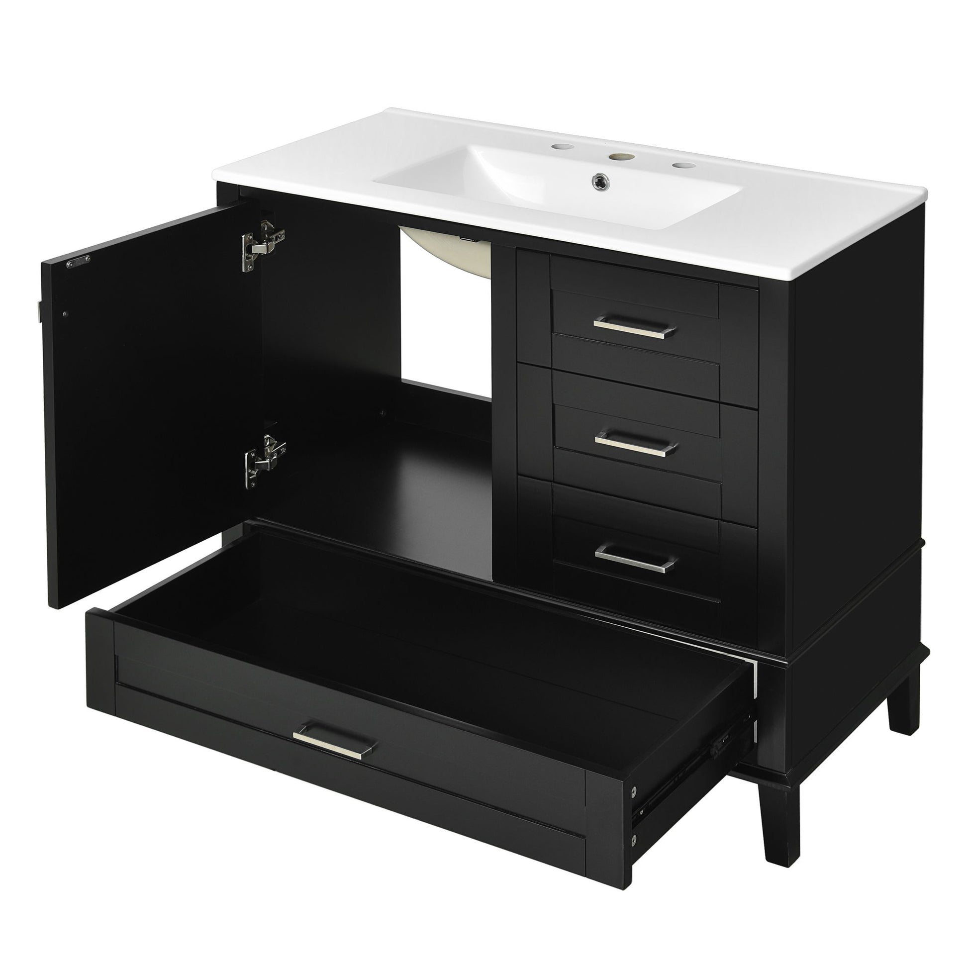 Bathroom Vanity, Modern Bathroom Cabinet With Sink Combo Set, Bathroom Storage Cabinet With A Soft Closing Door And 3 Drawers, Solid Wood Frame - Best Buy Furniture