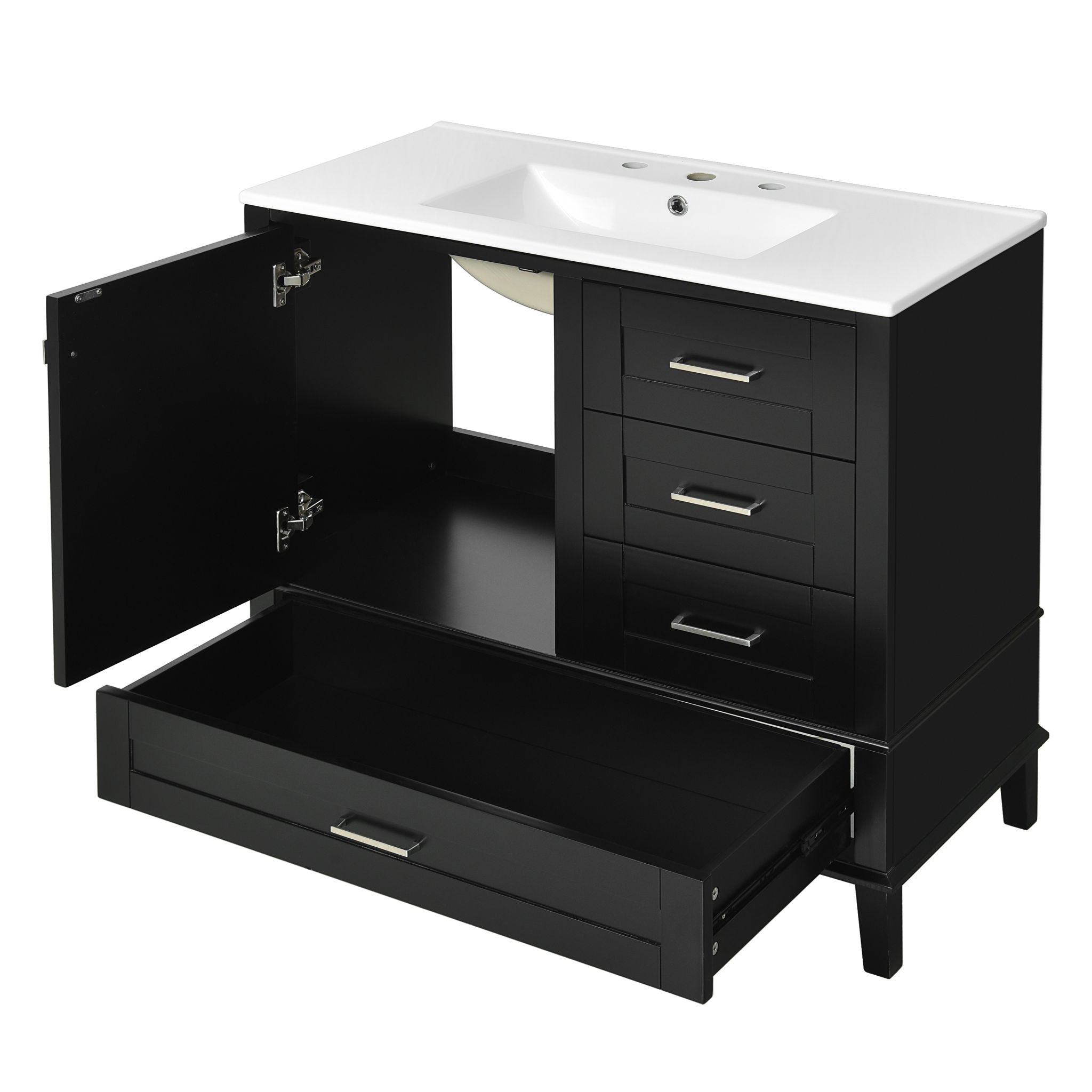 Bathroom Vanity, Modern Bathroom Cabinet With Sink Combo Set, Bathroom Storage Cabinet With A Soft Closing Door And 3 Drawers, Solid Wood Frame - Best Buy Furniture