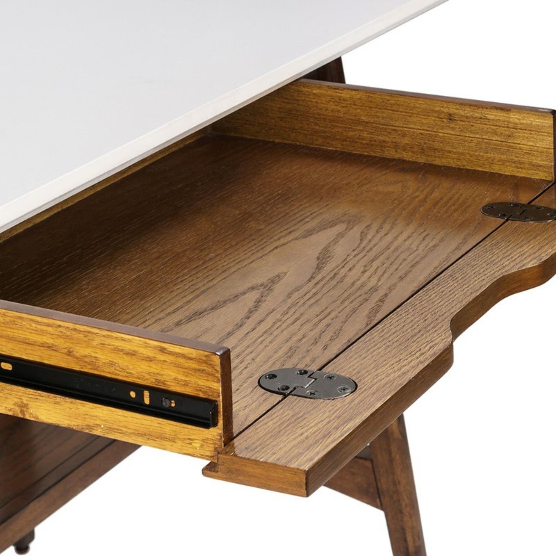Parker - Desk With Storage Shelf - Off White / Pecan - Best Buy Furniture