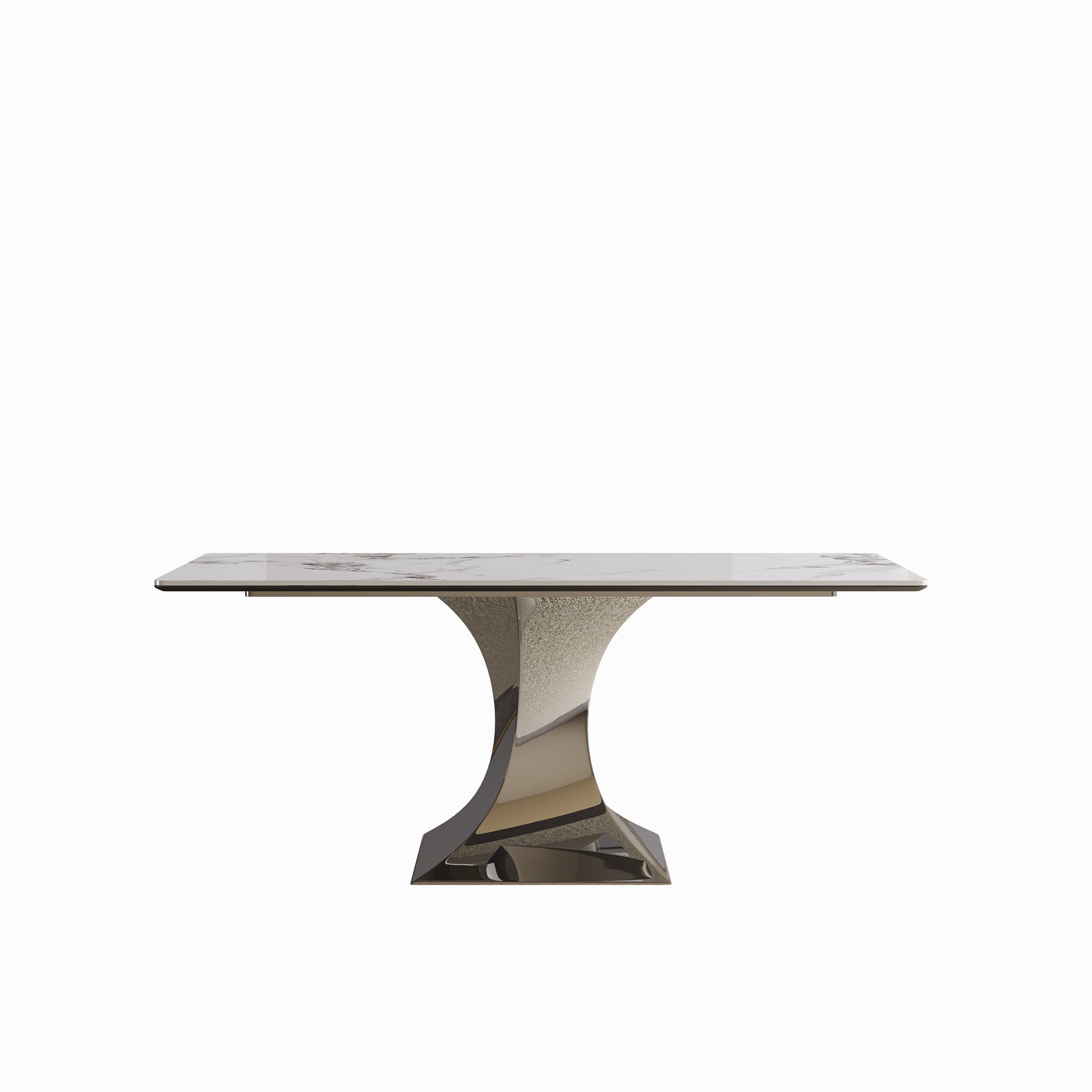 Modern Rectangular Dining Table For 6 - 8, Plated Hourglass Base - Best Buy Furniture