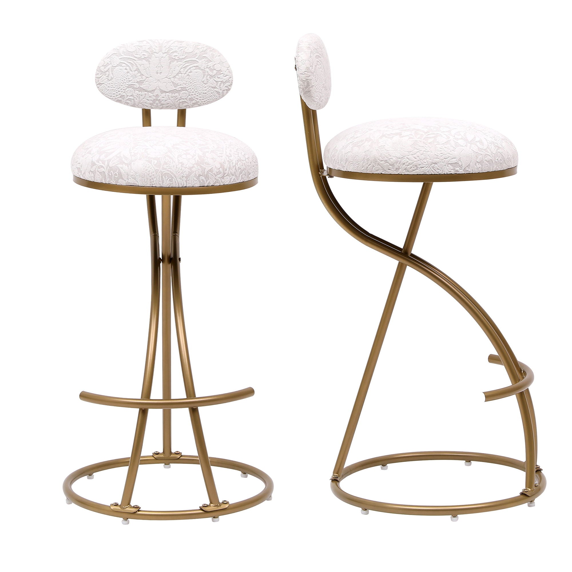 Round Print Bar Stools Upholstered Chairs For Kitchen (Set of 2) - Best Buy Furniture