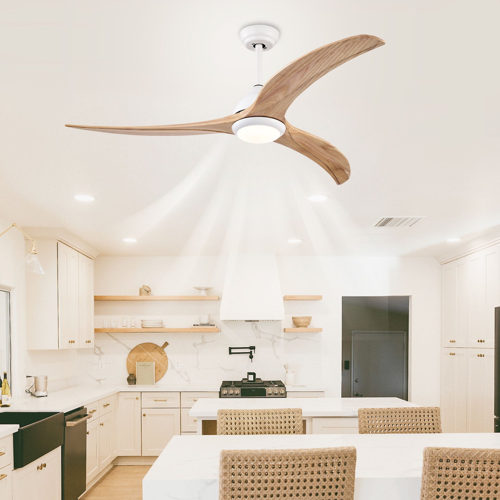 Indoor Outdoor Ceiling Fan With Light With Remote Control, Noiseless Reversible Motor, 6 Speed, 3 Color - Best Buy Furniture