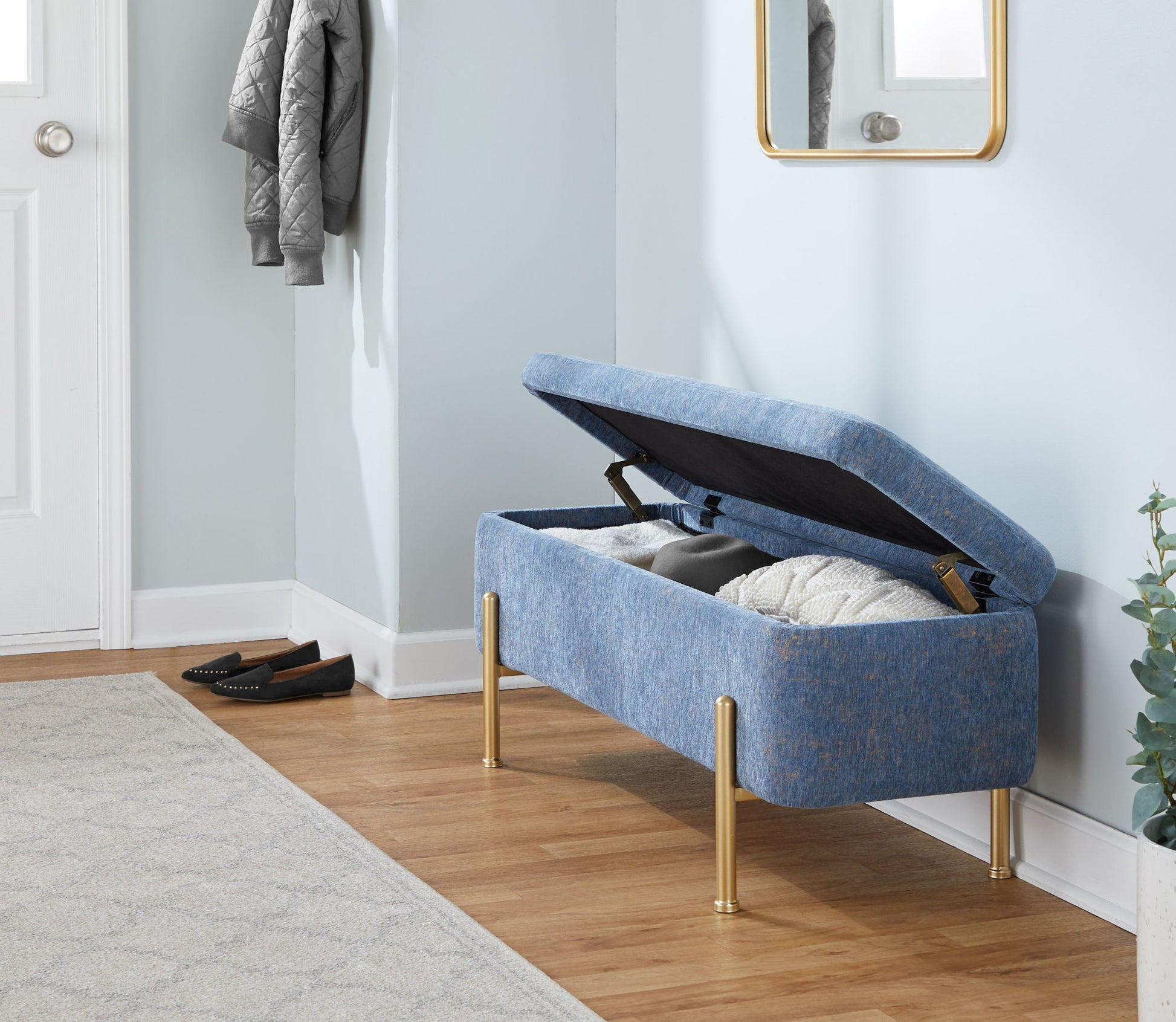 Daniella - Contemporary Bench - Gold / Blue - Best Buy Furniture