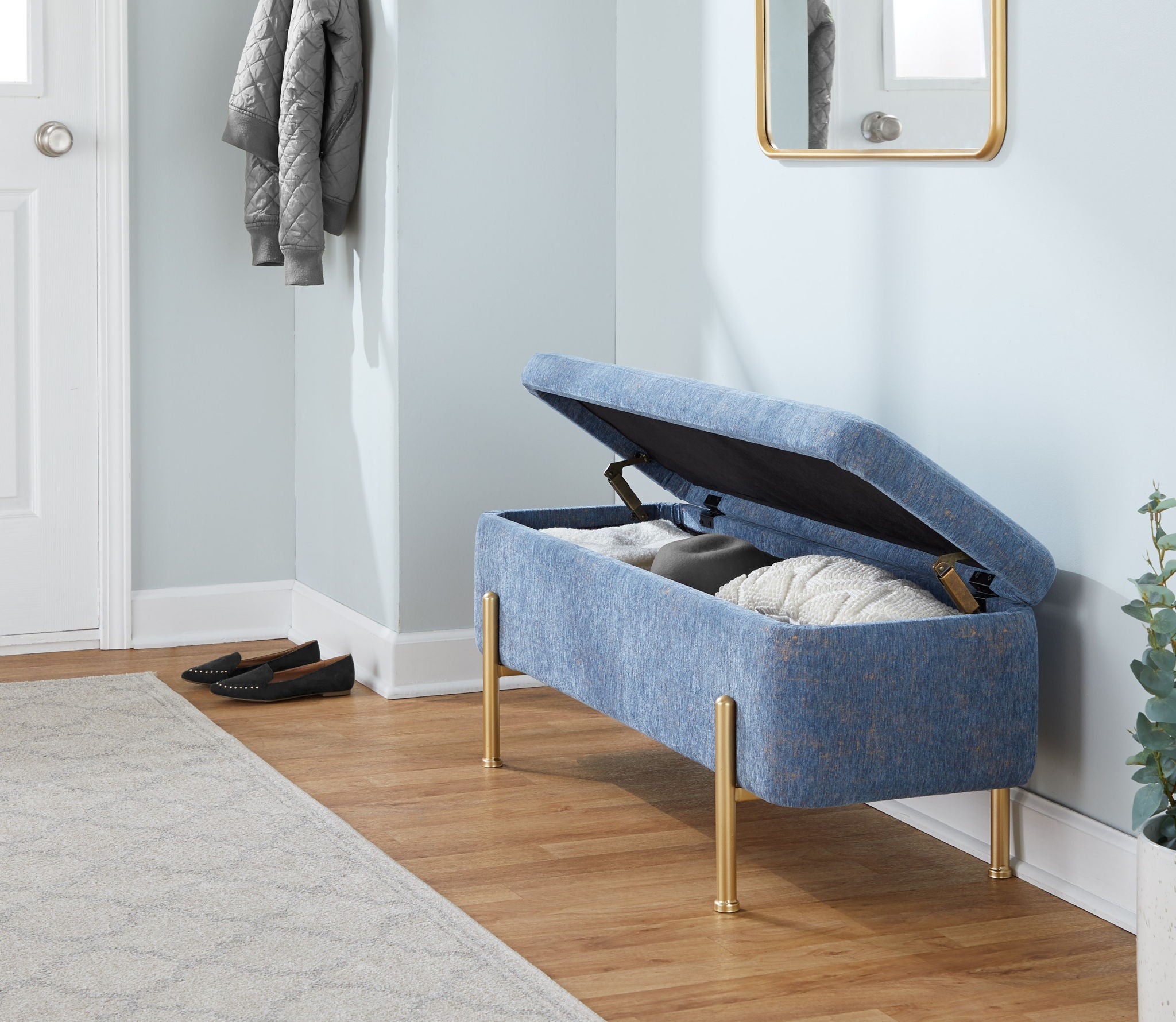 Daniella - Contemporary Bench - Gold / Blue - Best Buy Furniture