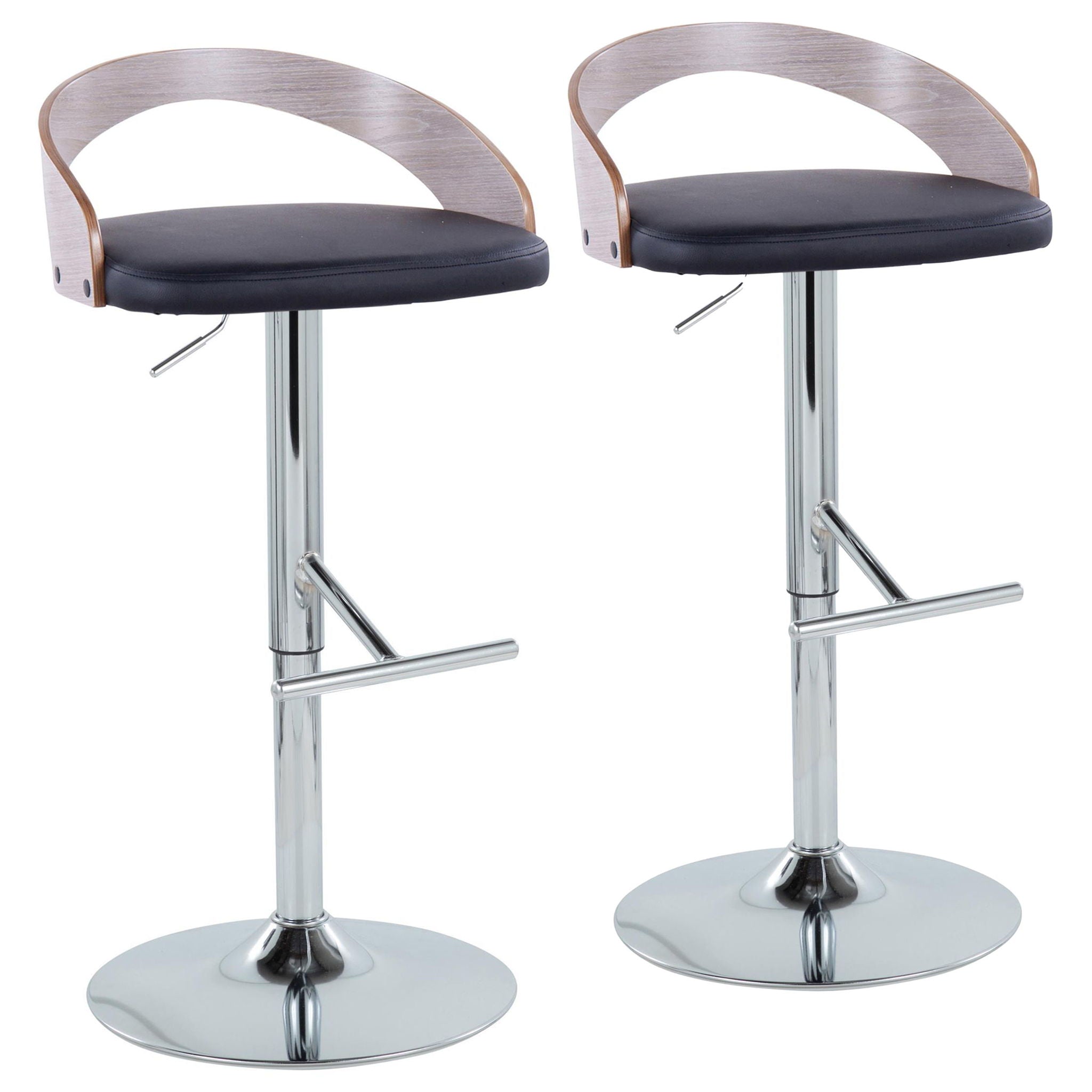 Grotto - Contemporary Adjustable Height Barstool With Swivel With Straight T Footrest (Set of 2) - Best Buy Furniture