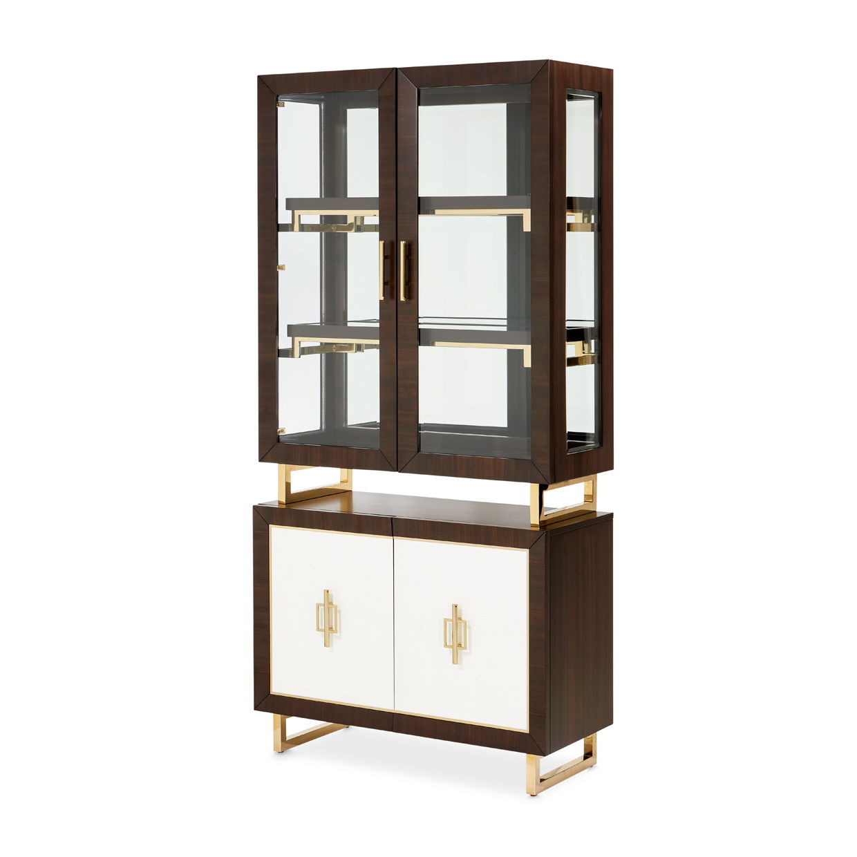 Belmont Place - Display Cabinet - White / Dark Brown - Best Buy Furniture