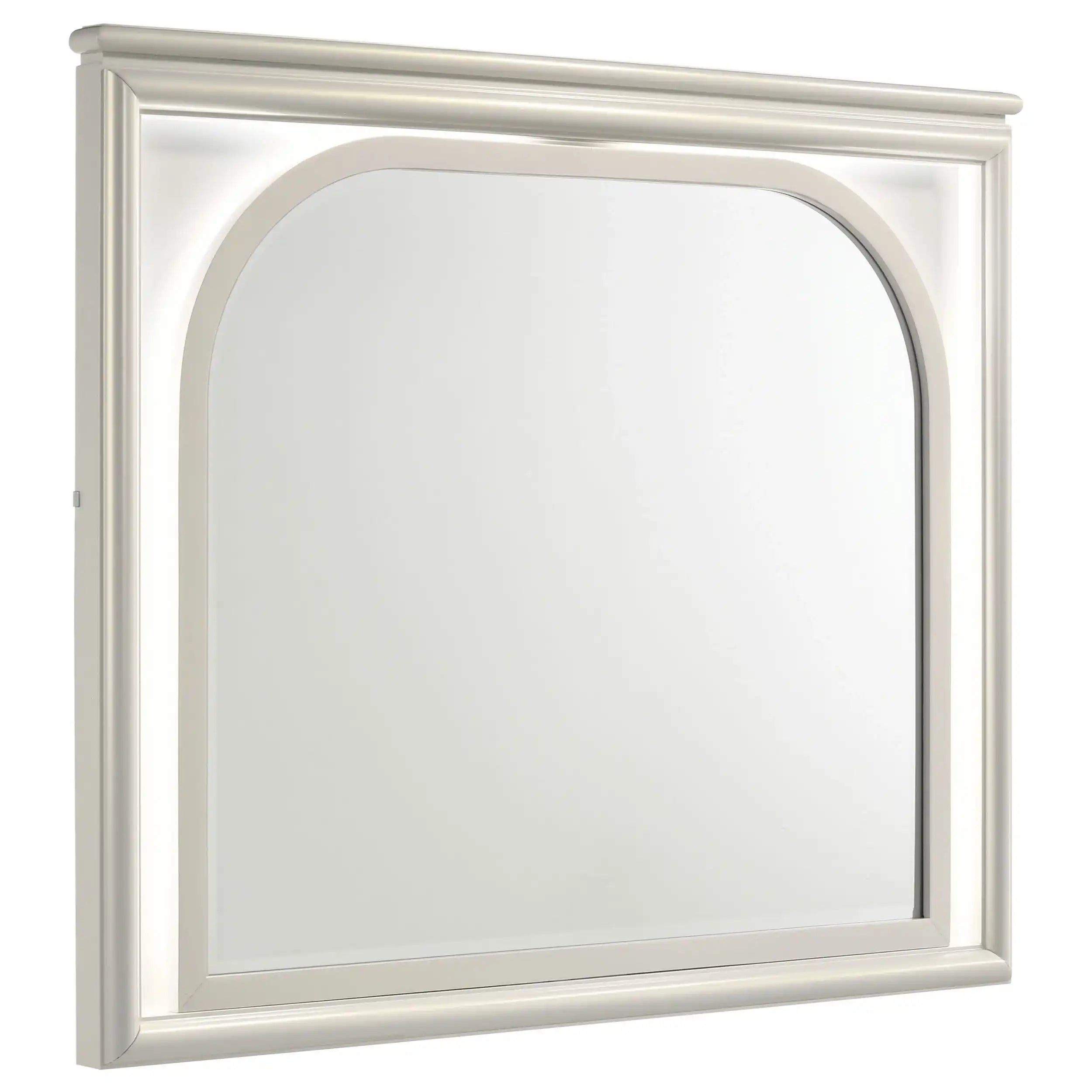 Olivia - LED Dresser Mirror - Pearl White - Best Buy Furniture