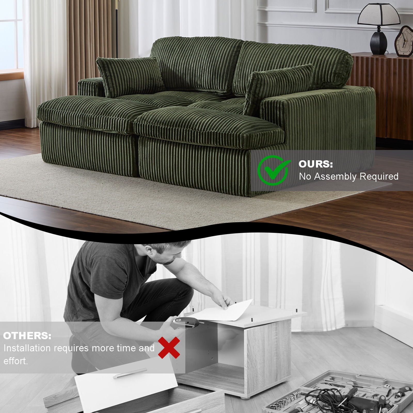 Double Chaise Lounge Chair, Oversized Upholstered Sleeper Cloud Couch - Best Buy Furniture
