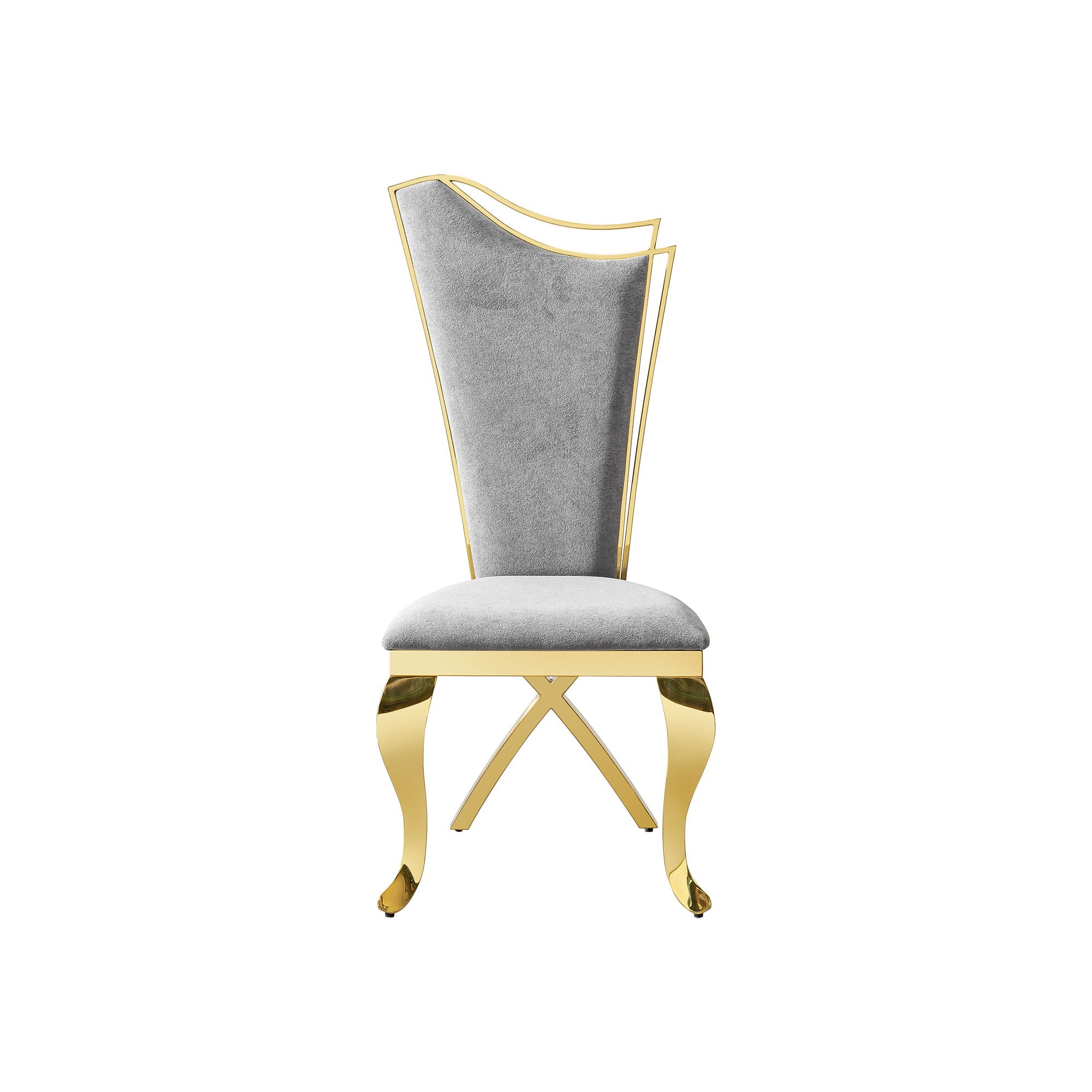 Gorgeous Streamlined High Back Fabric Stainless Steel Dining Chair (Set of 2) - Gold / Gray - Best Buy Furniture