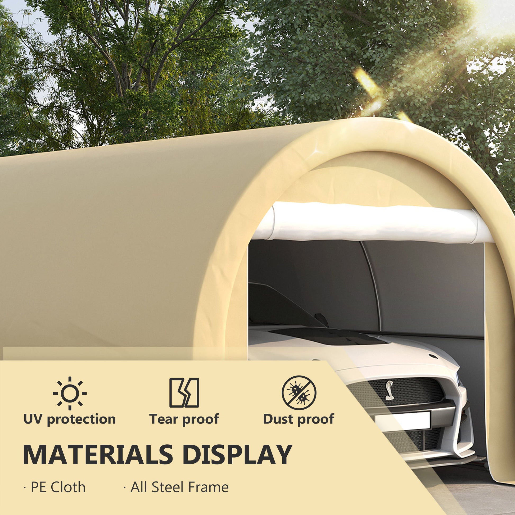 Outsunny - 10' x 16' Carport, Heavy Duty Portable Garage Storage Tent With Large Zippered Door, Anti-Uv Pe Canopy Cover For Car, Truck, Boat, Motorcycle, Bike, Garden Tools, Outdoor Work - Best Buy Furniture