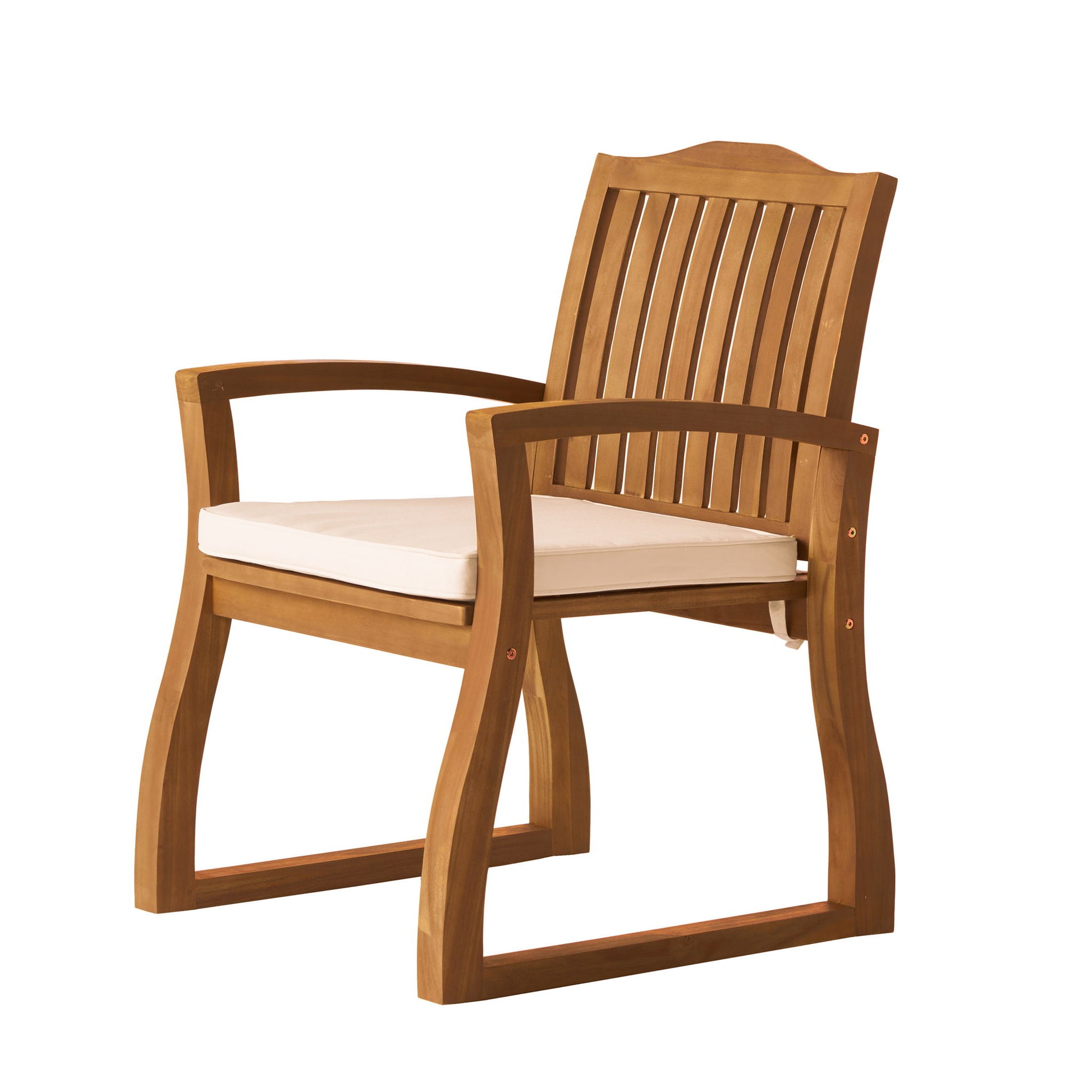 Della - Wood Armchair (Set of 2) Outdoor Dining Chairs - Cream - Best Buy Furniture
