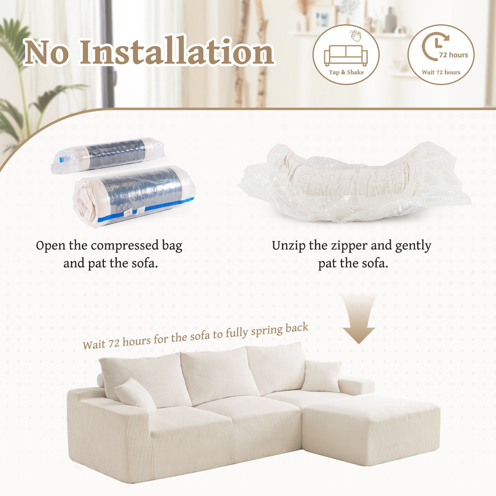 L Shaped Sectional Sofa, Full Compression 3 Seater Cloud Couch With Chaise - Best Buy Furniture